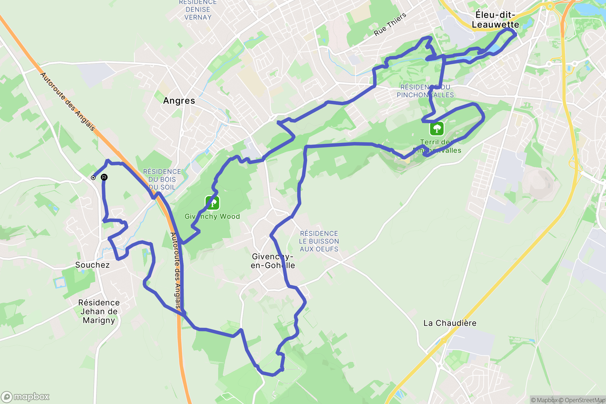 Souchez : carte du parcours de randonnée - France