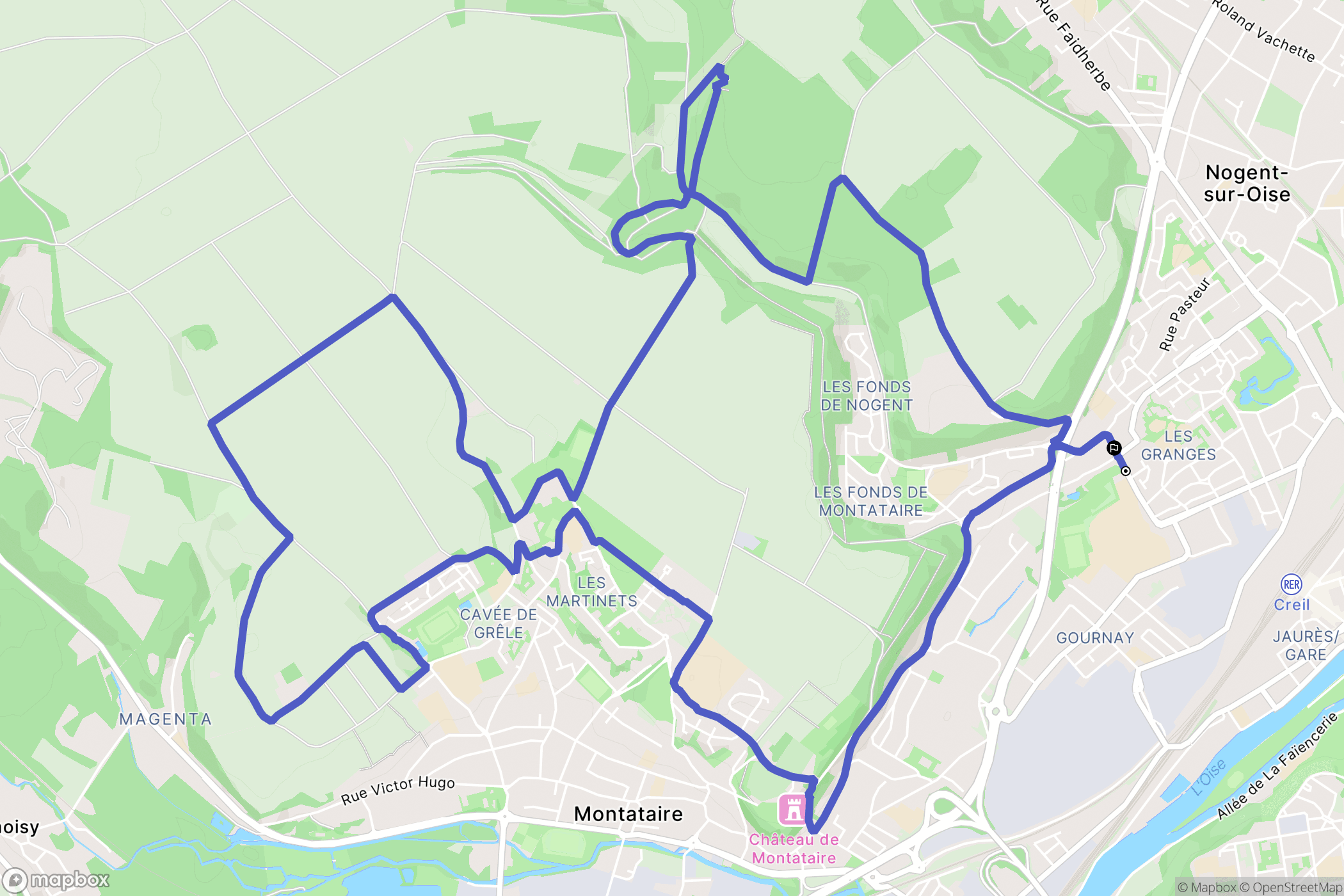 Nogent-sur-Oise : carte du parcours de randonnée - France