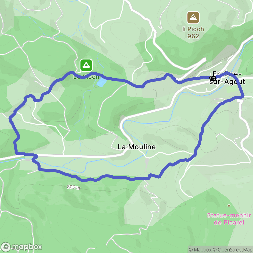 Fraisse-sur-Agout : carte du parcours de randonnée - France