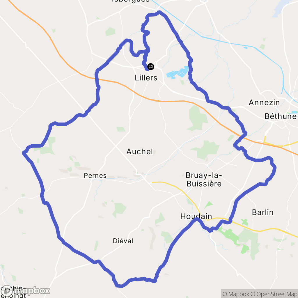 Lillers : carte du parcours de randonnée - France
