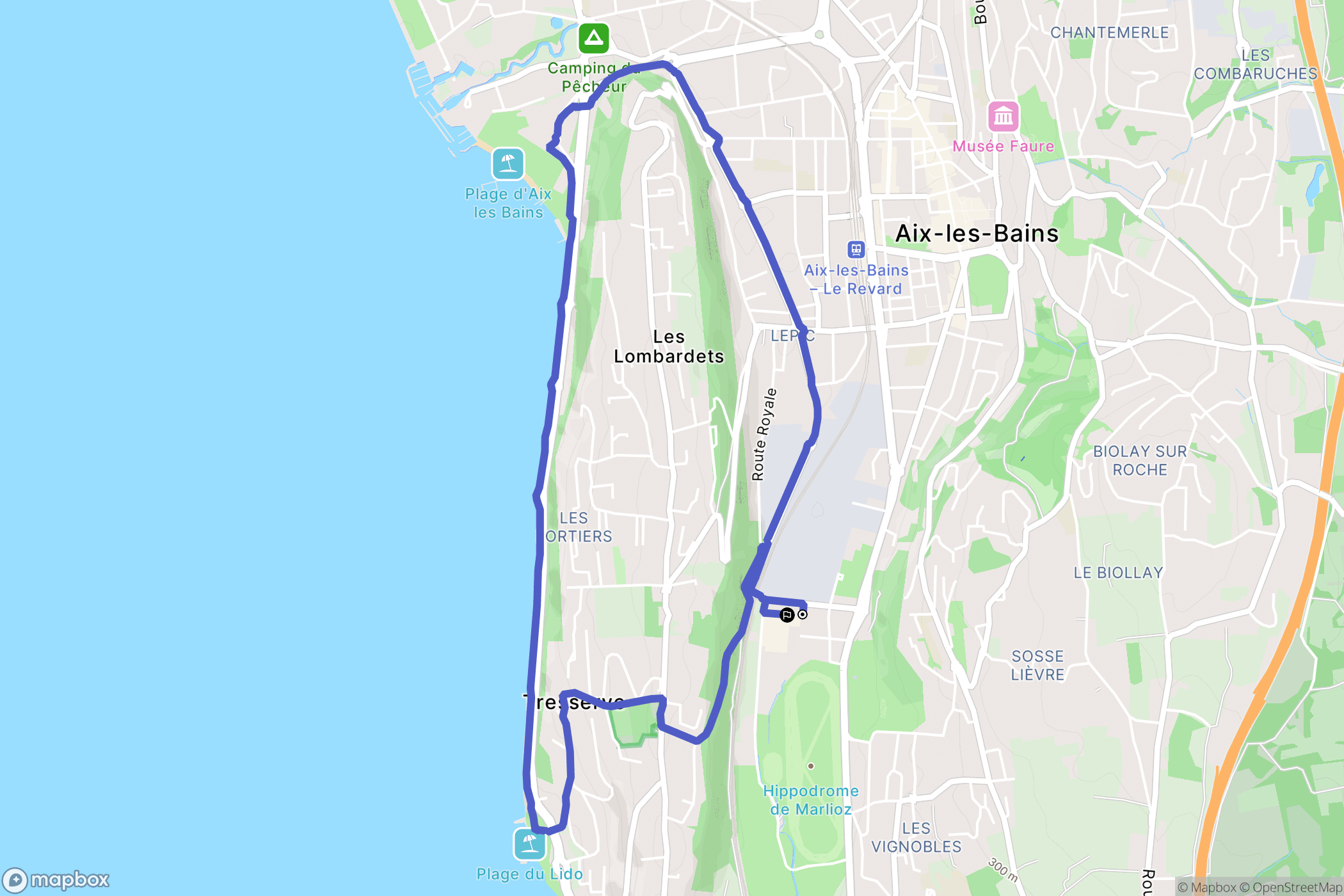Aix-les-Bains : carte du parcours de randonnée - France
