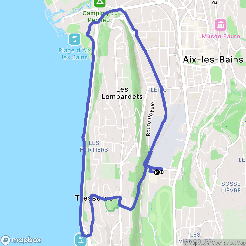 Aix-les-Bains : carte du parcours de randonnée - France