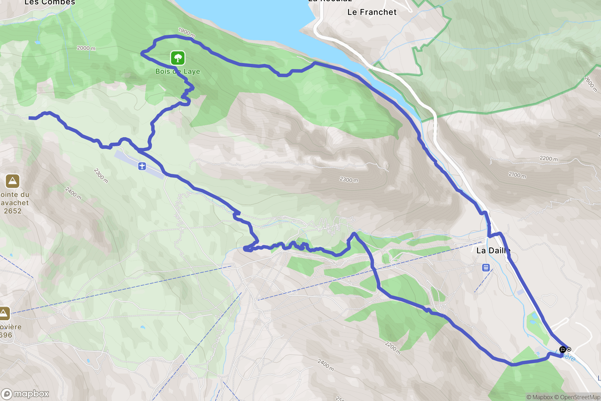 Val-d'Isère : carte du parcours de randonnée - France