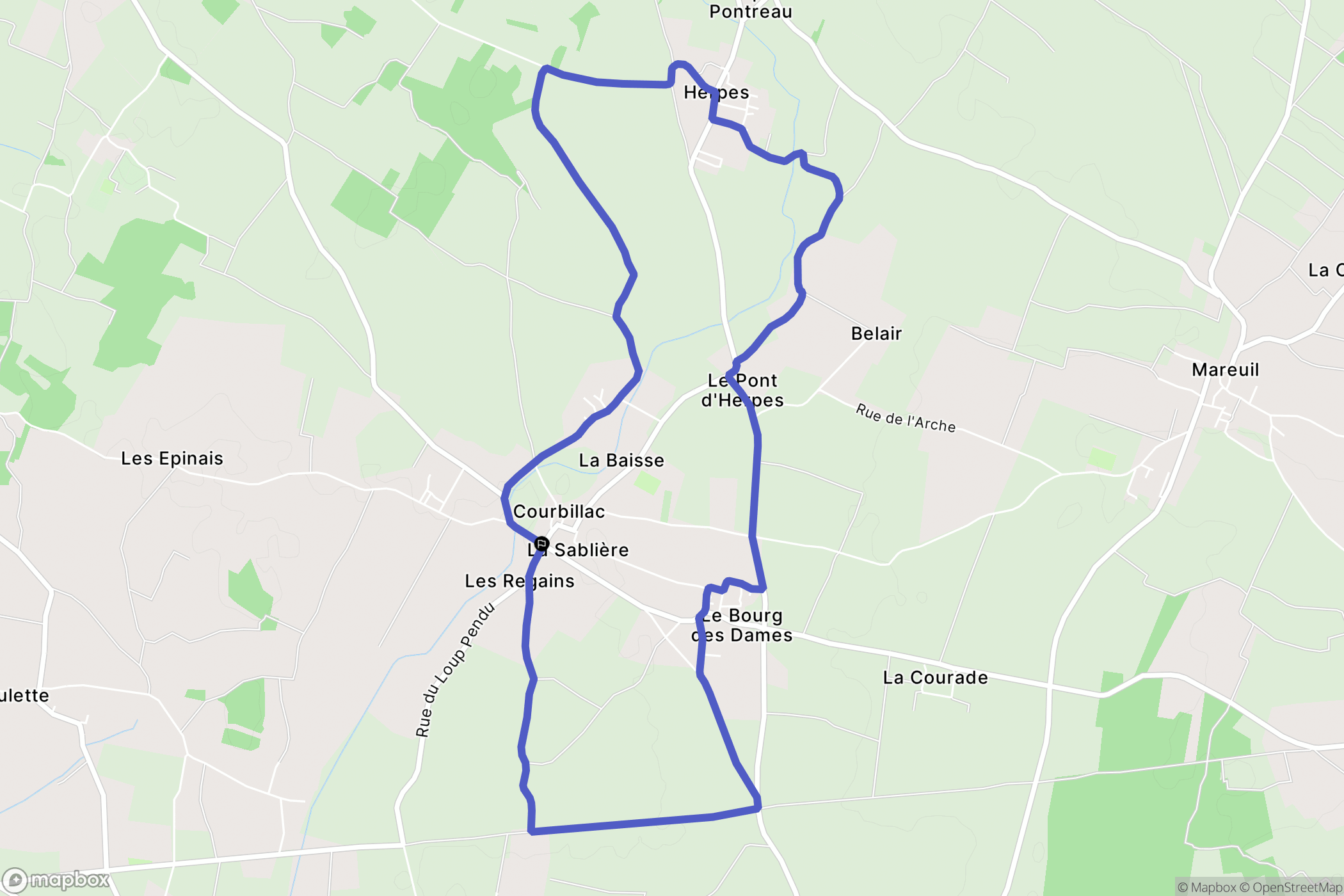 Courbillac : carte du parcours de randonnée - France