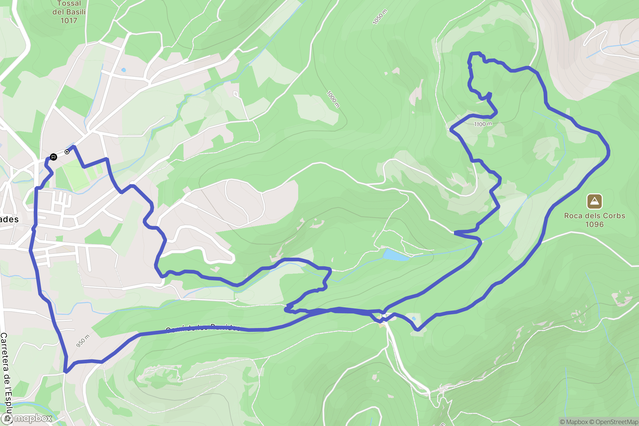 Prades : carte du parcours de randonnée - Spain