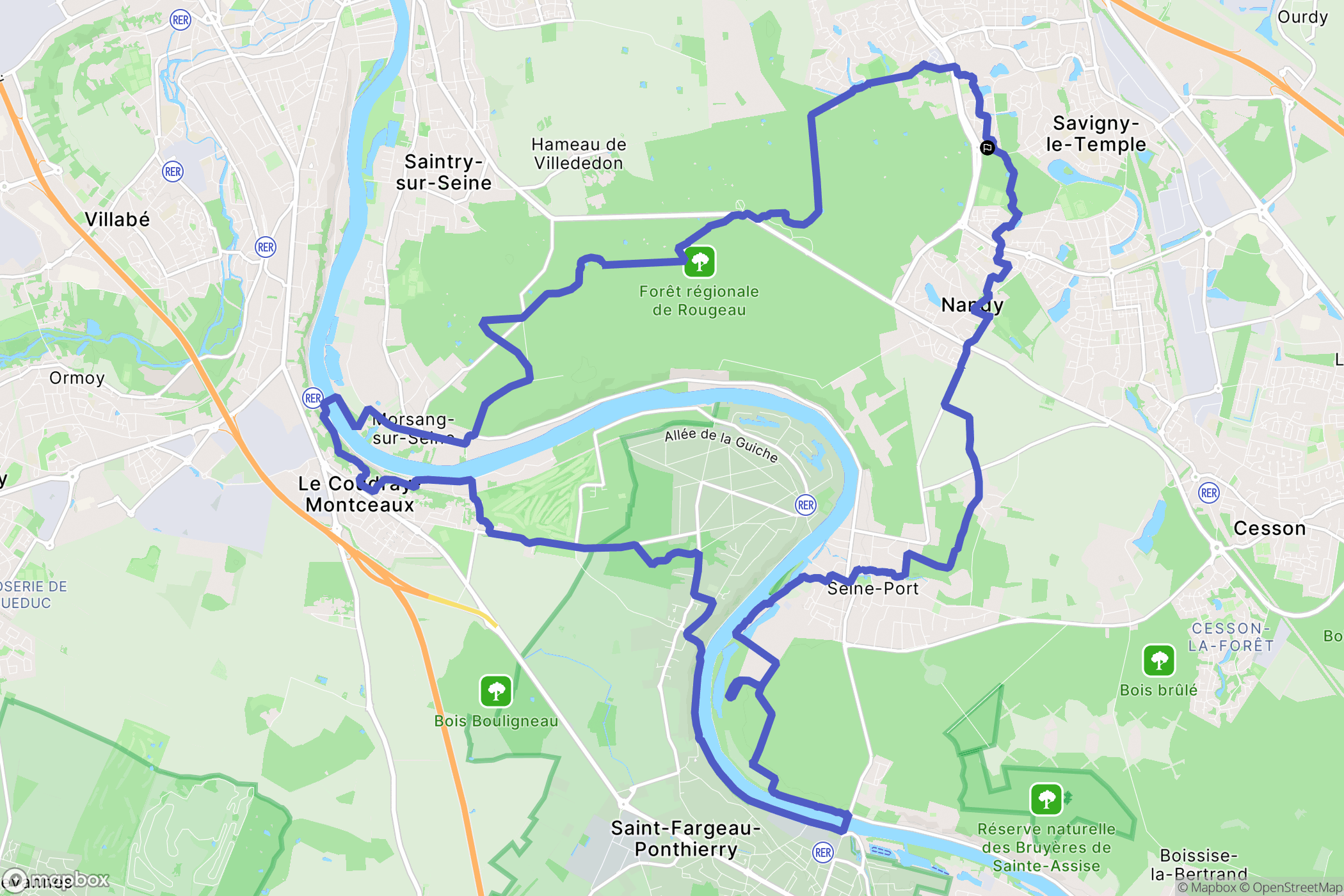 Savigny-le-Temple : carte du parcours de randonnée - France