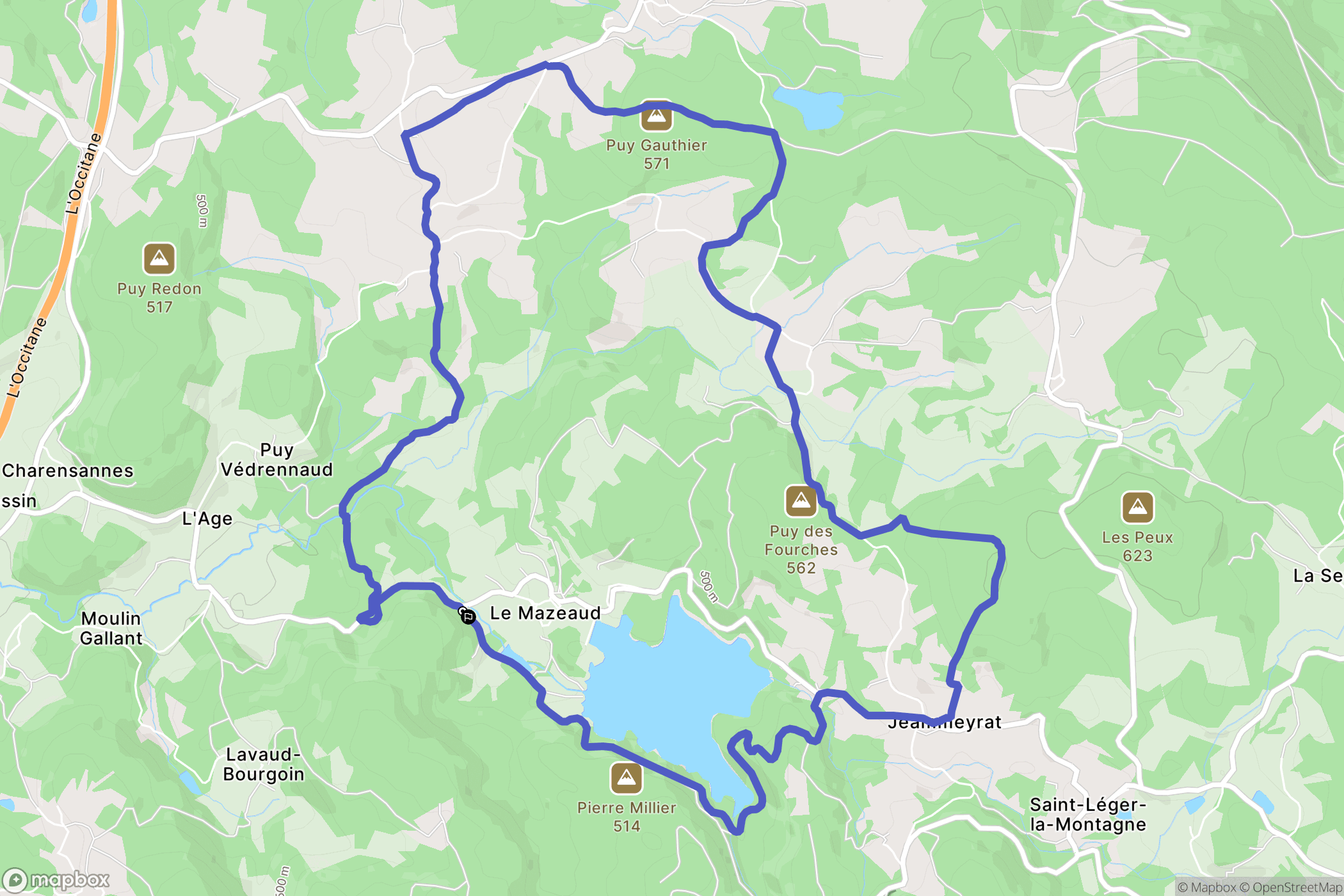 Saint-Léger-la-Montagne : carte du parcours de randonnée - France