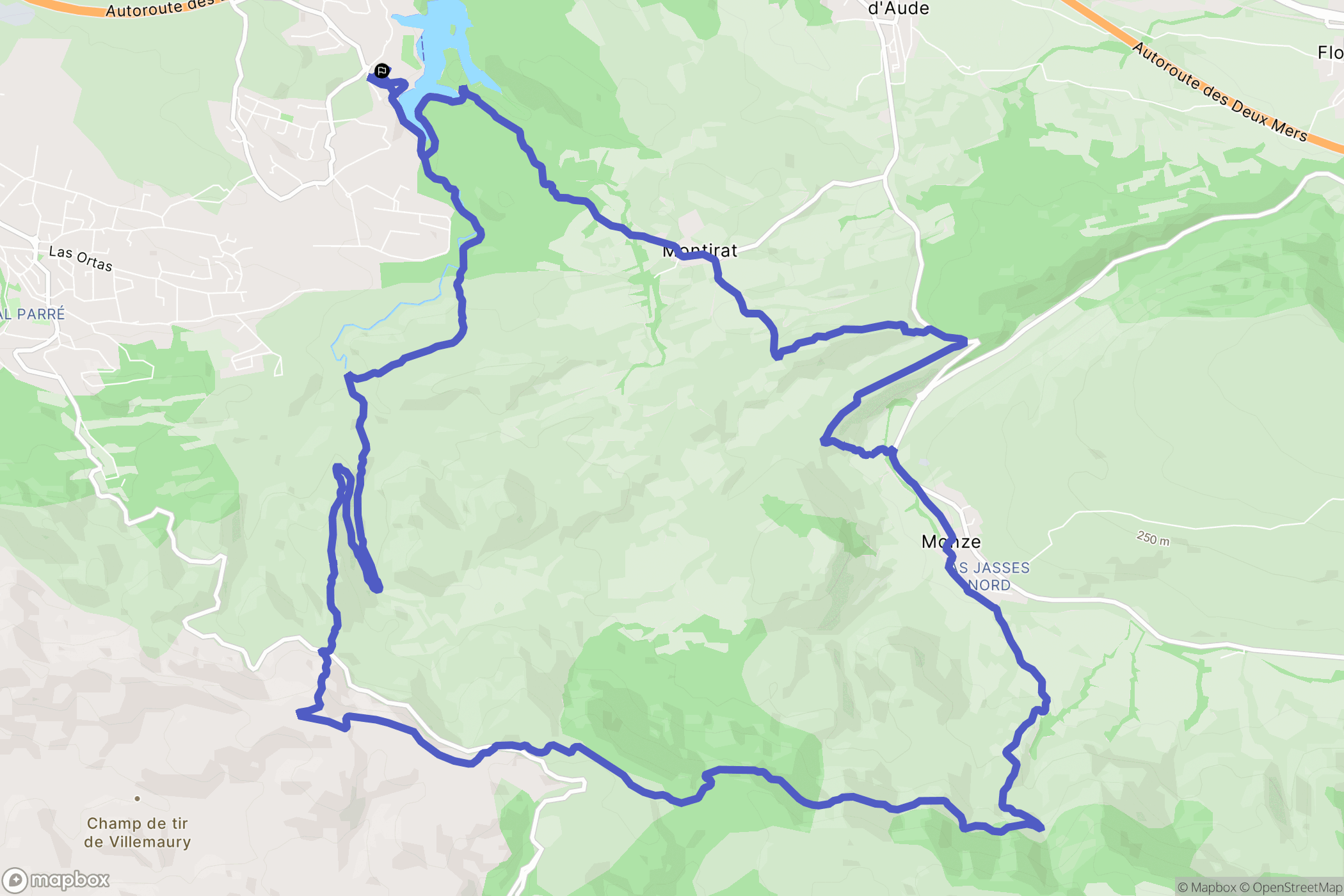 Carcassonne : carte du parcours de randonnée - France