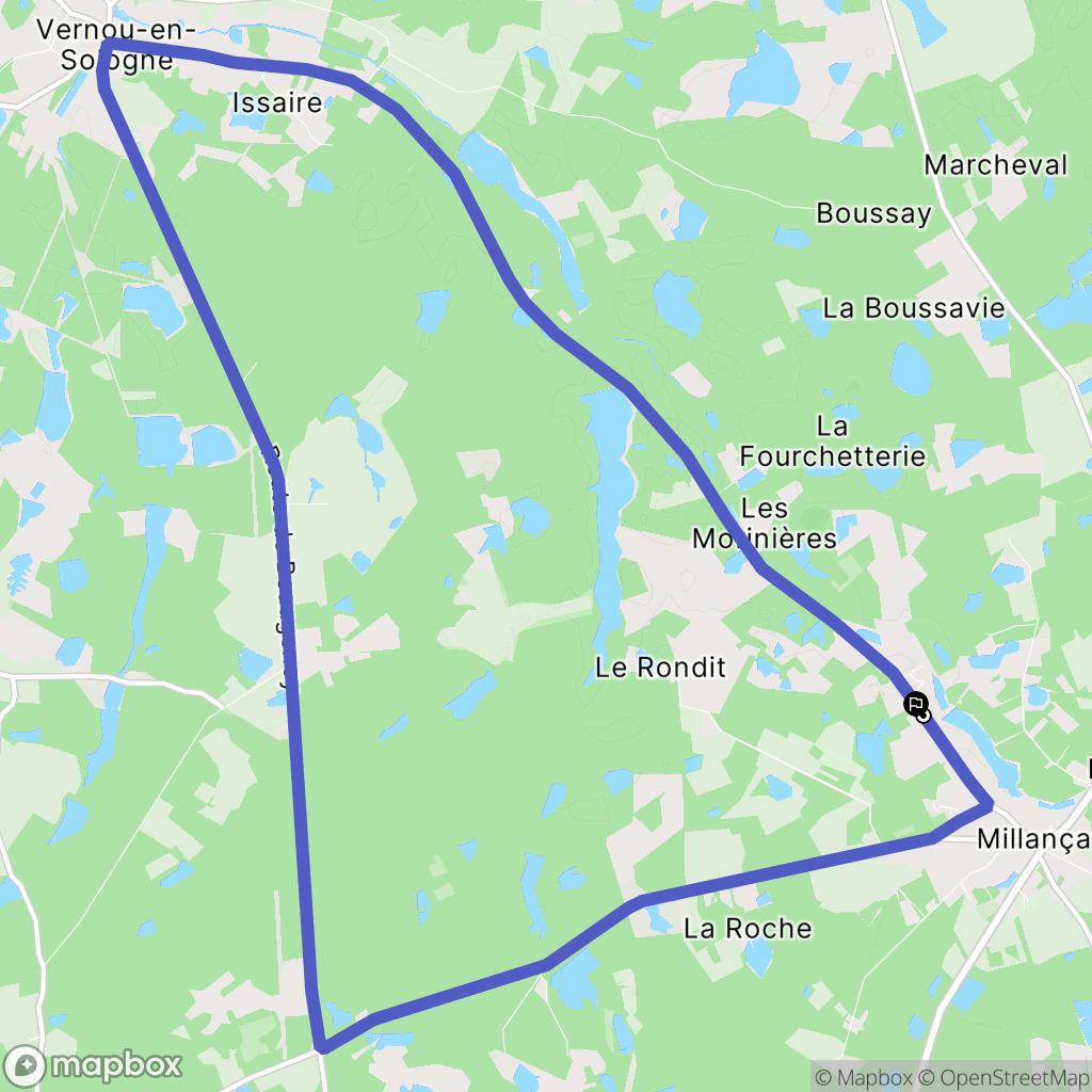 Millançay : carte du parcours de randonnée - France