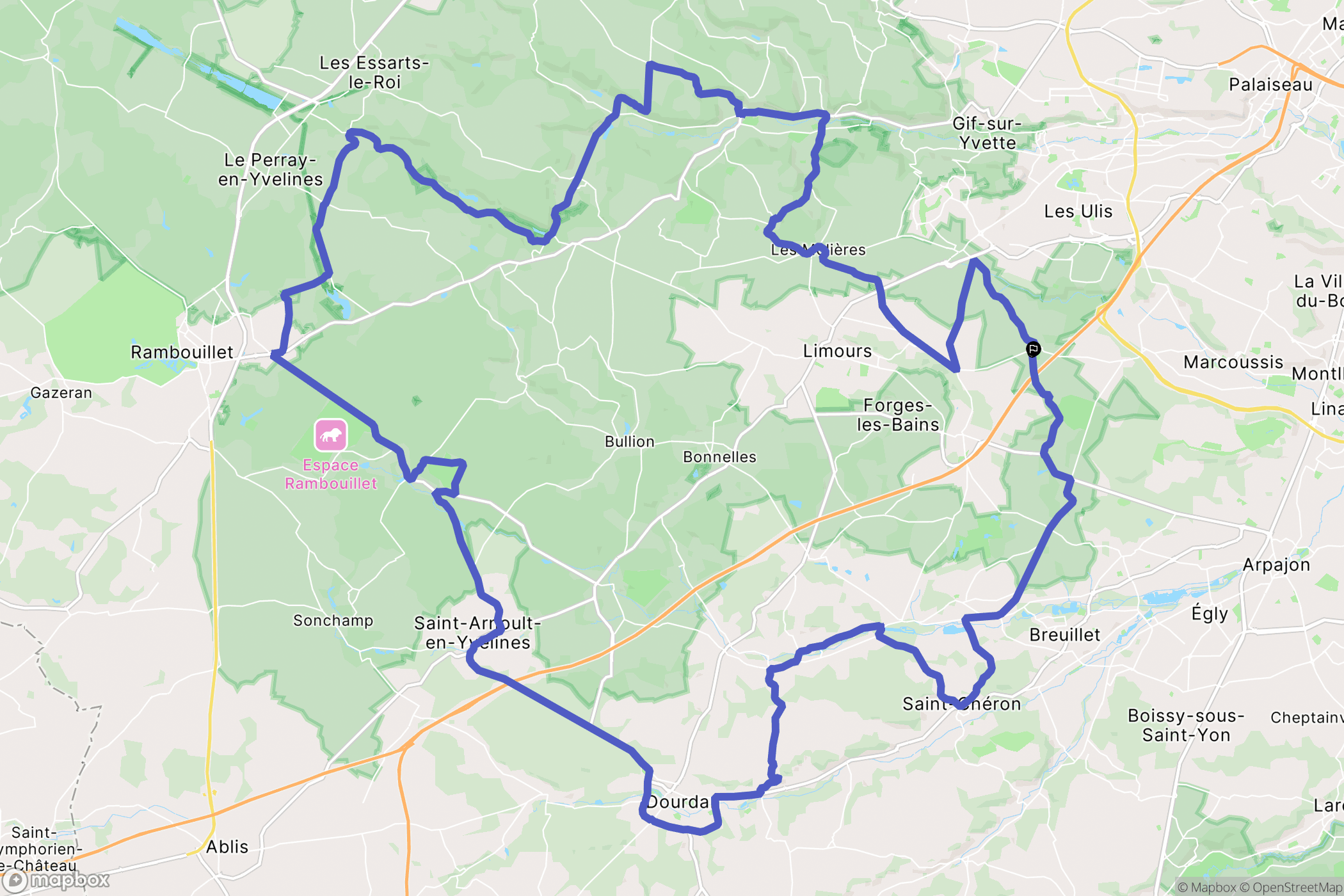 Janvry : carte du parcours de randonnée - France