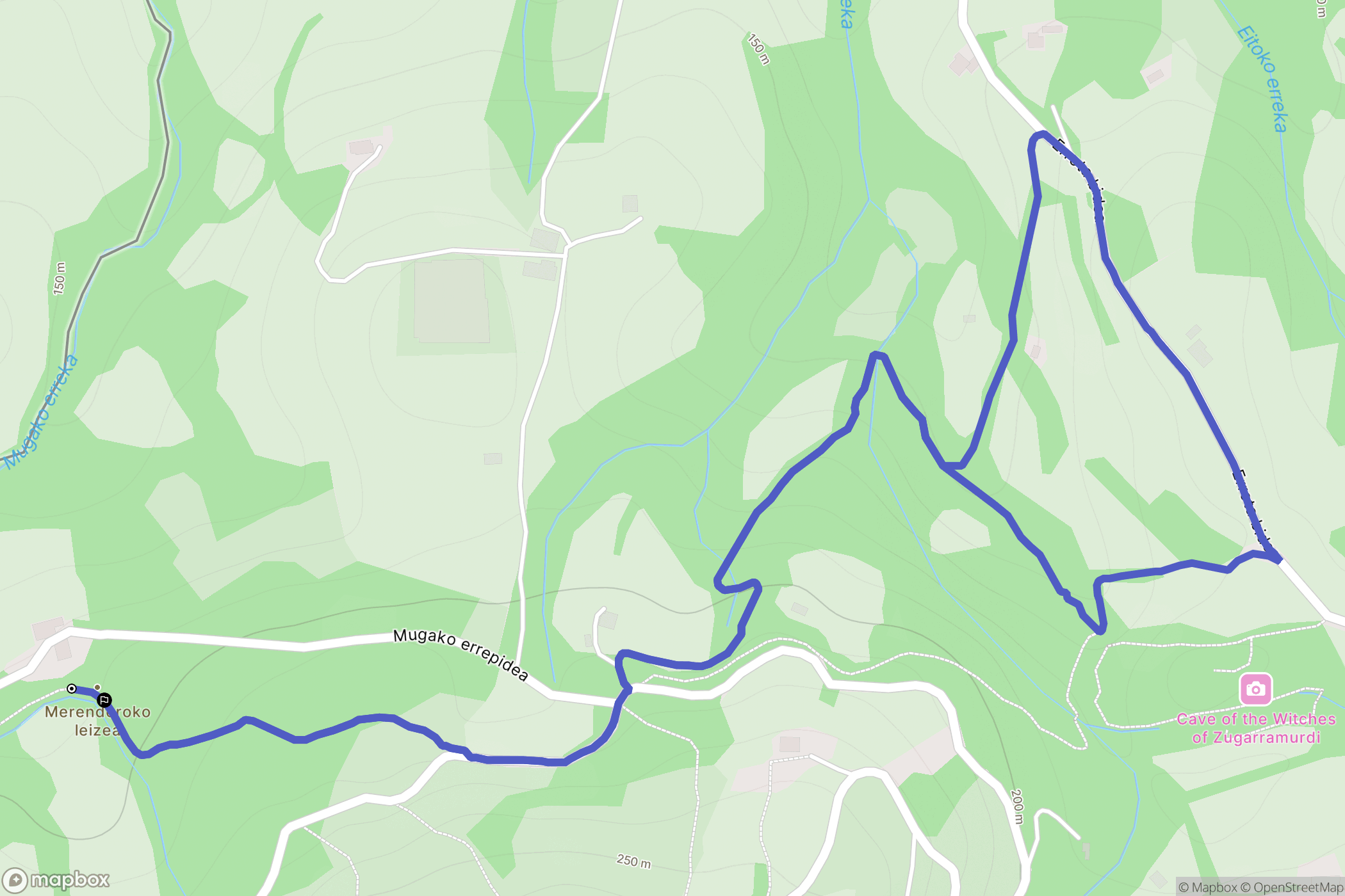Zugarramurdi : carte du parcours de randonnée - Spain