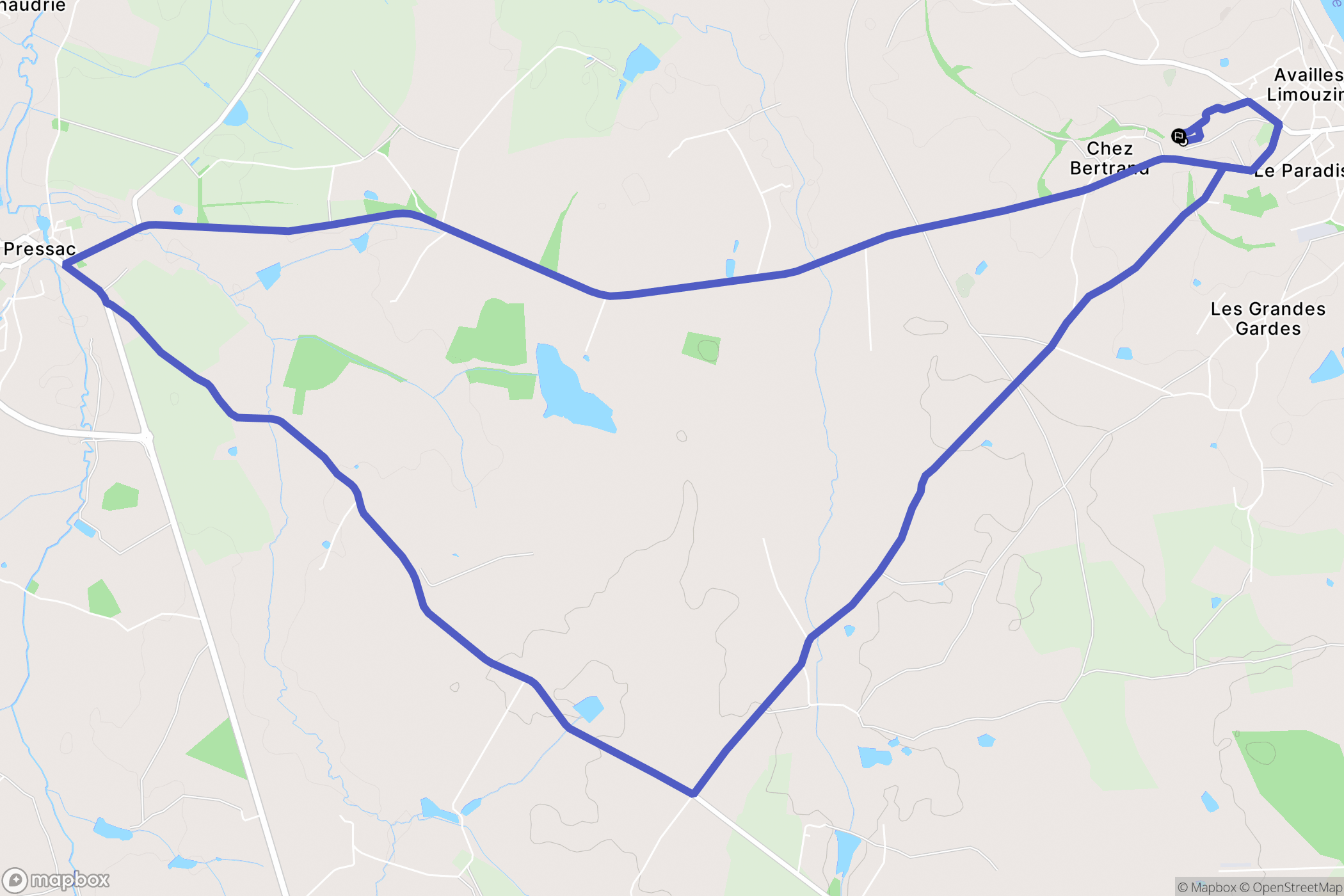 Availles-Limouzine : carte du parcours de randonnée - France
