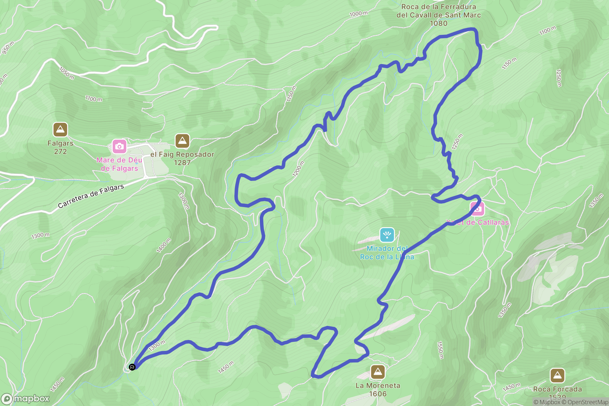 La Pobla de Lillet : carte du parcours de randonnée - Spain