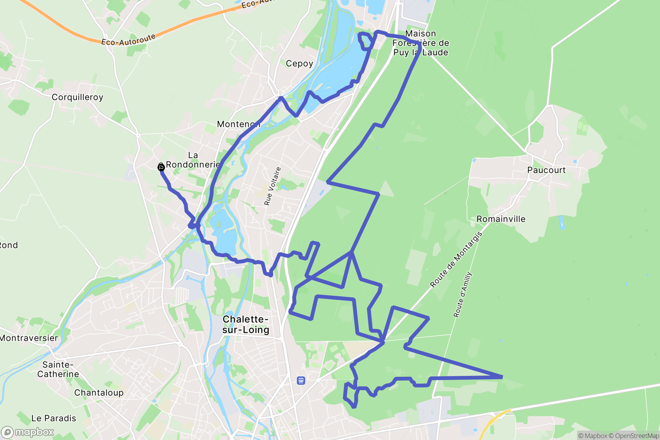 Corquilleroy : carte du parcours de randonnée - France