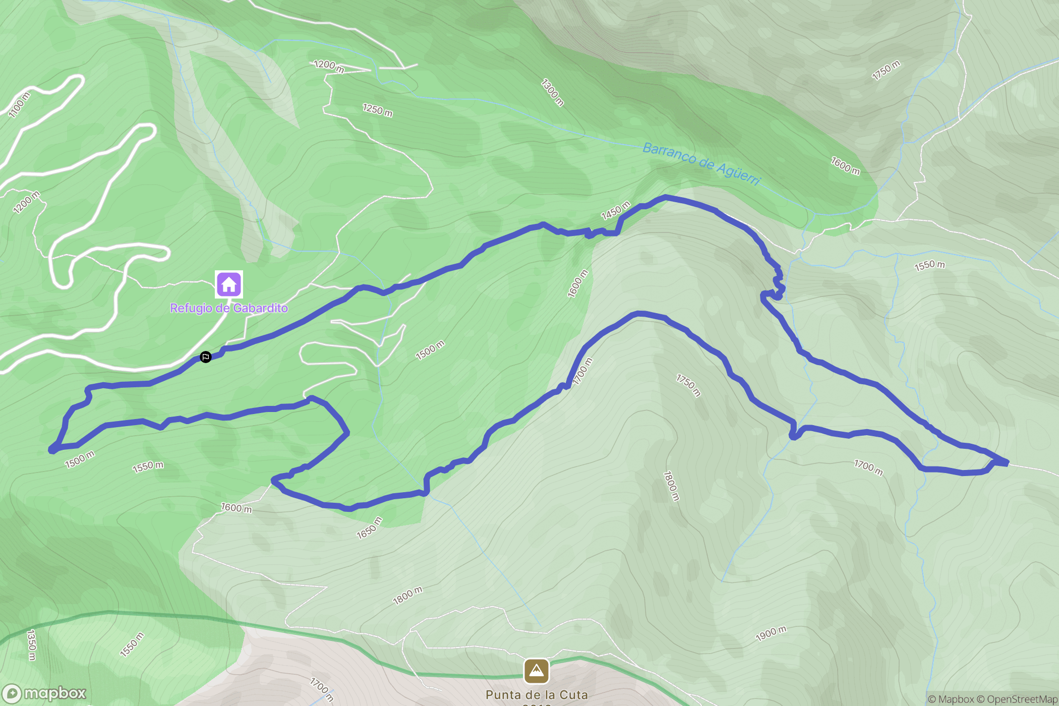 Siresa : carte du parcours de randonnée - Spain