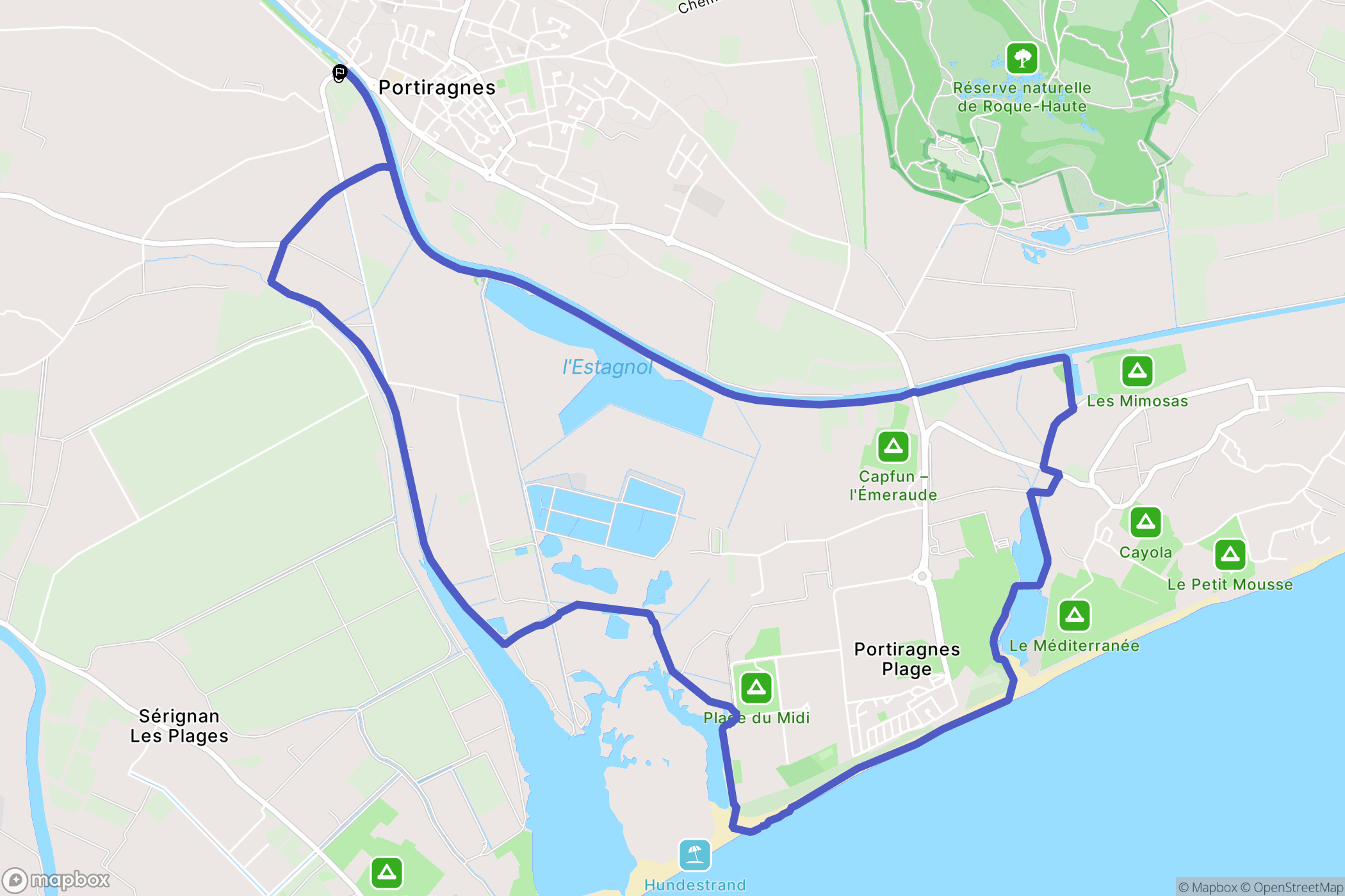 Portiragnes : carte du parcours de randonnée - France