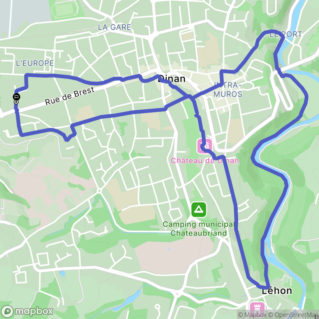 Dinan : carte du parcours de randonnée - France