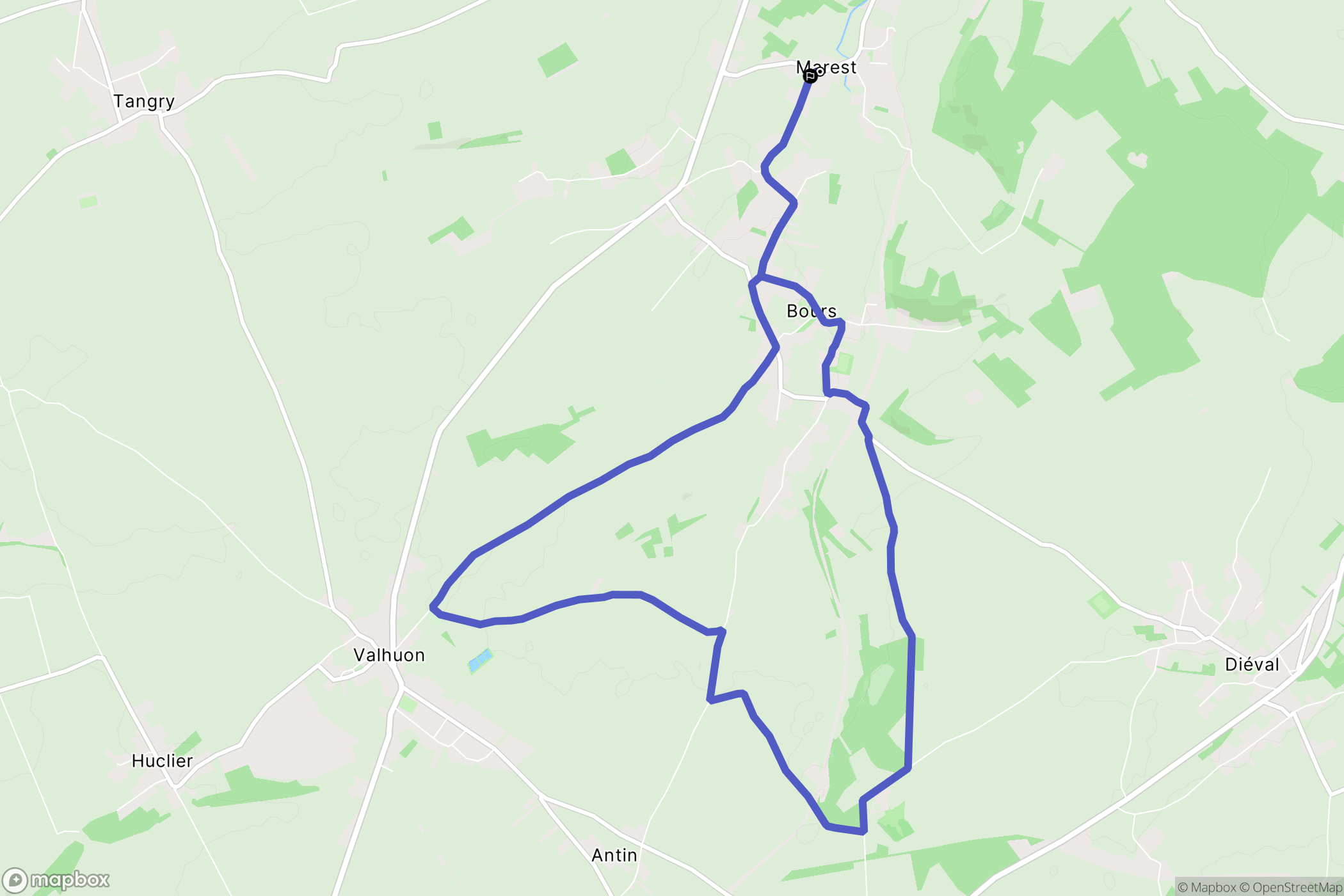 Marest : carte du parcours de randonnée - France
