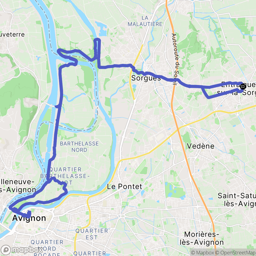 Entraigues-sur-la-Sorgue : carte du parcours de randonnée - France
