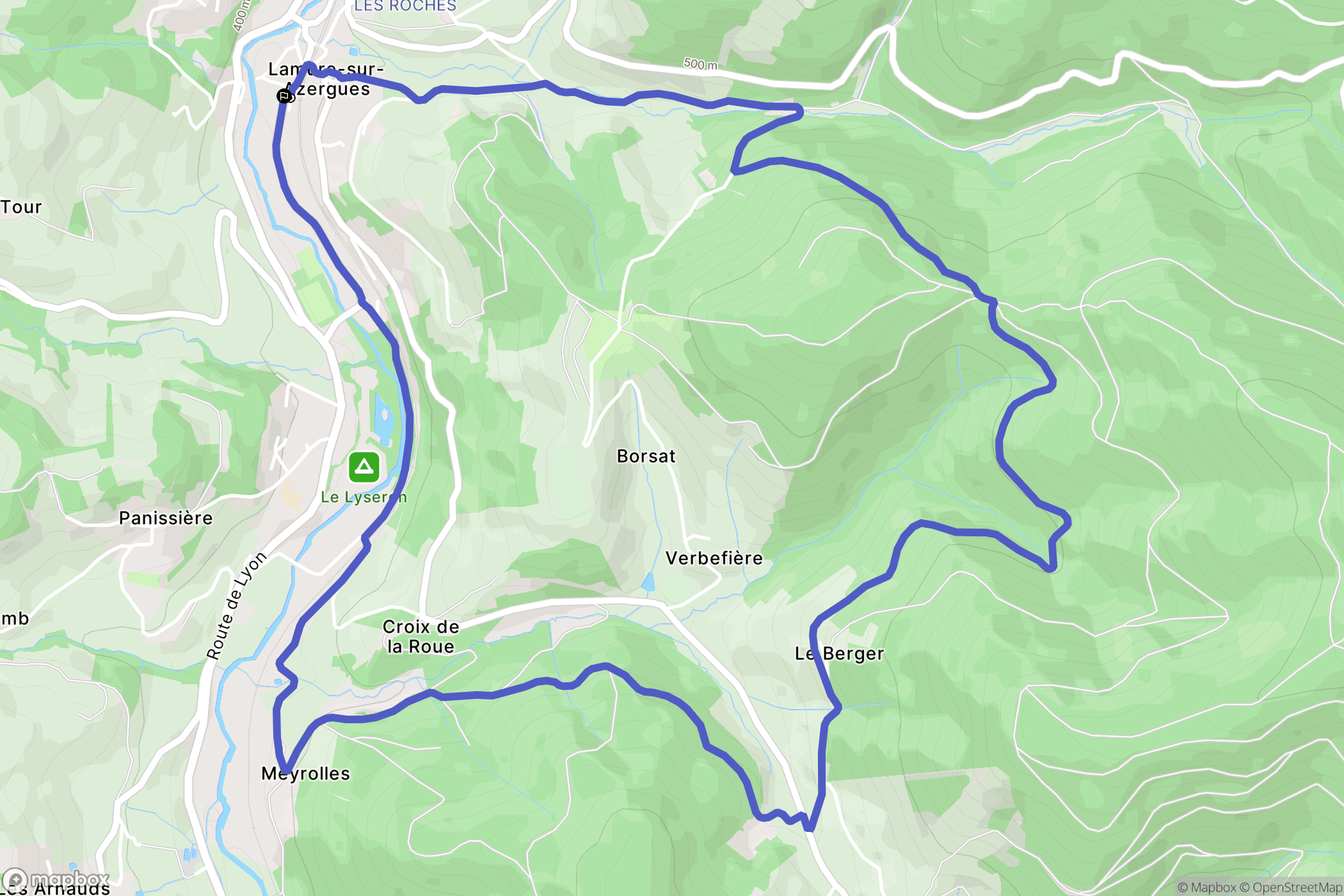 Lamure-sur-Azergues : carte du parcours de randonnée - France