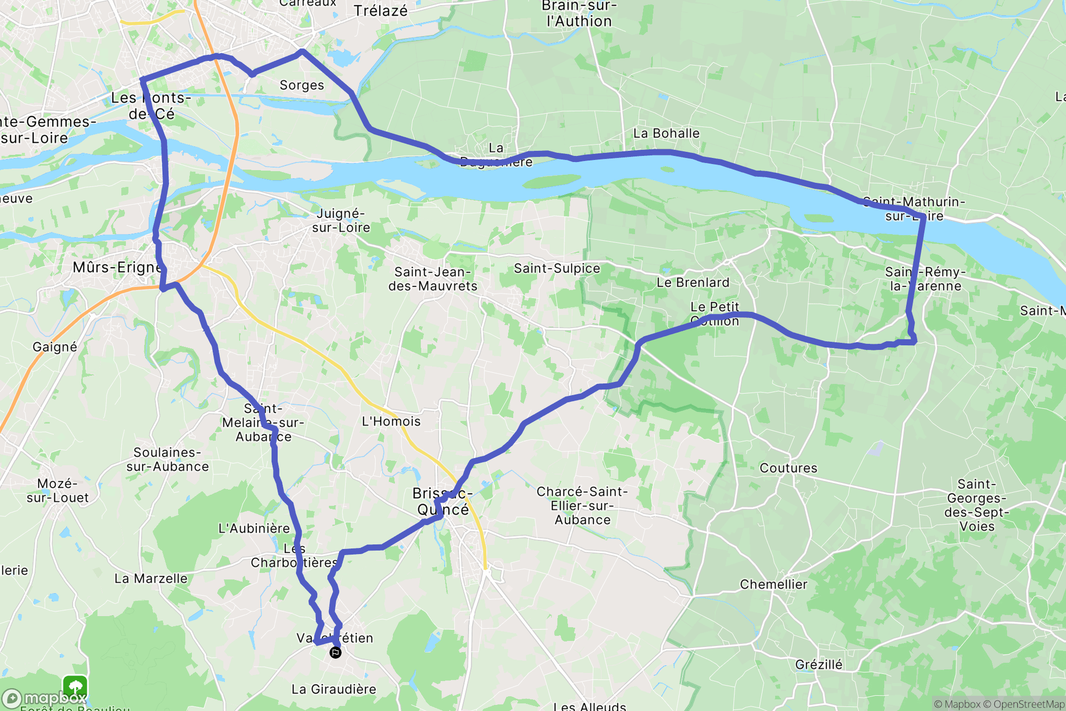 Brissac Loire Aubance : carte du parcours de randonnée - France