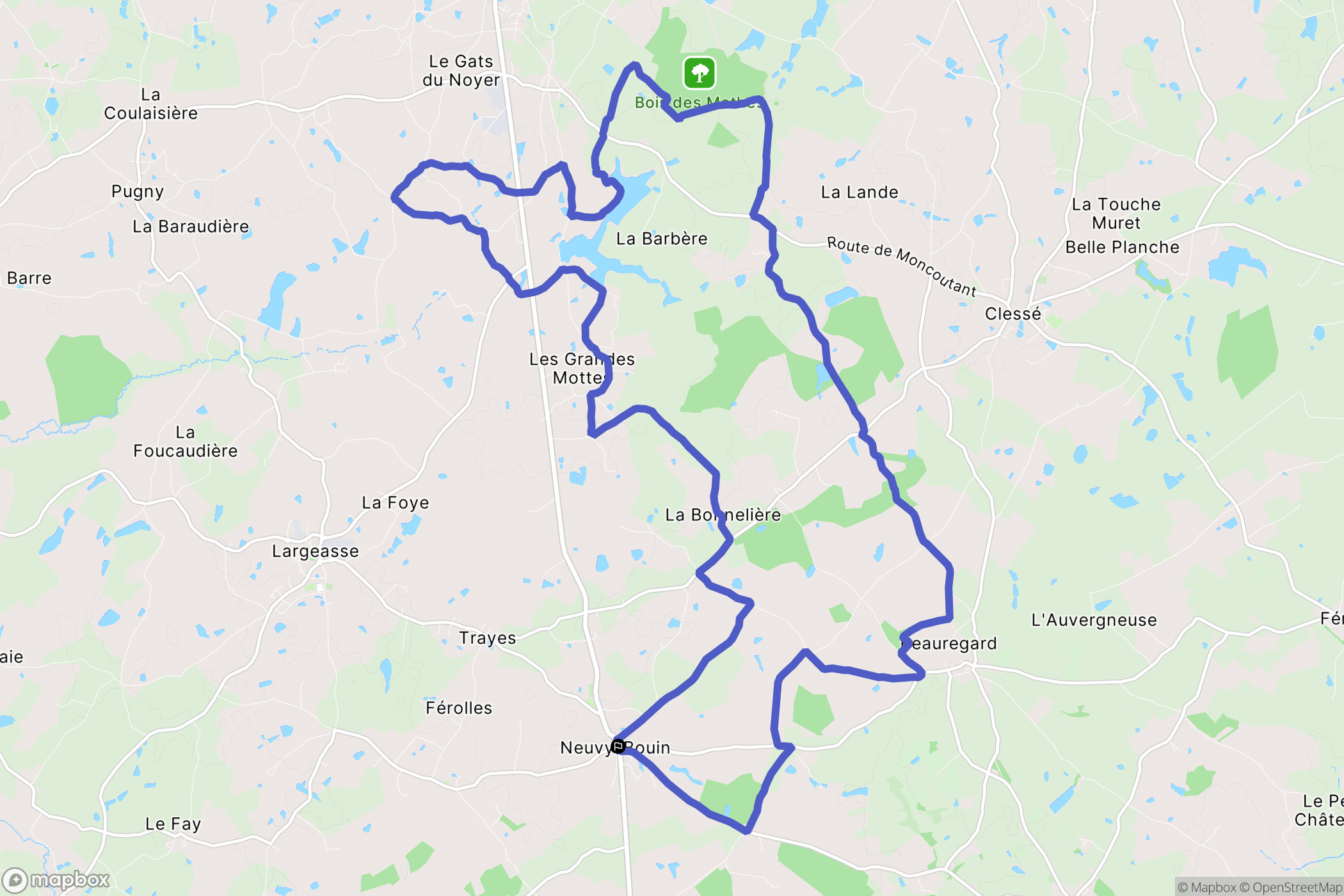 Neuvy-Bouin : carte du parcours de randonnée - France