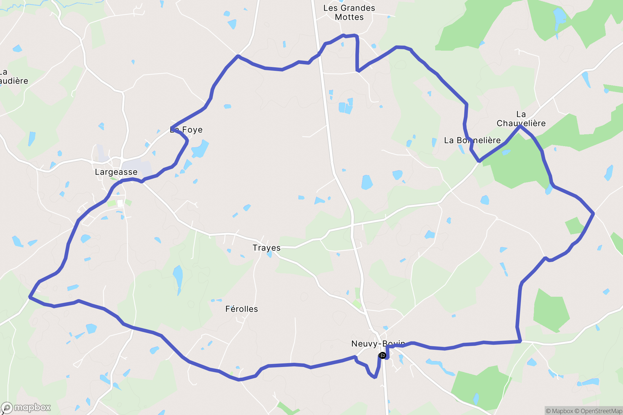 Neuvy-Bouin : carte du parcours de randonnée - France