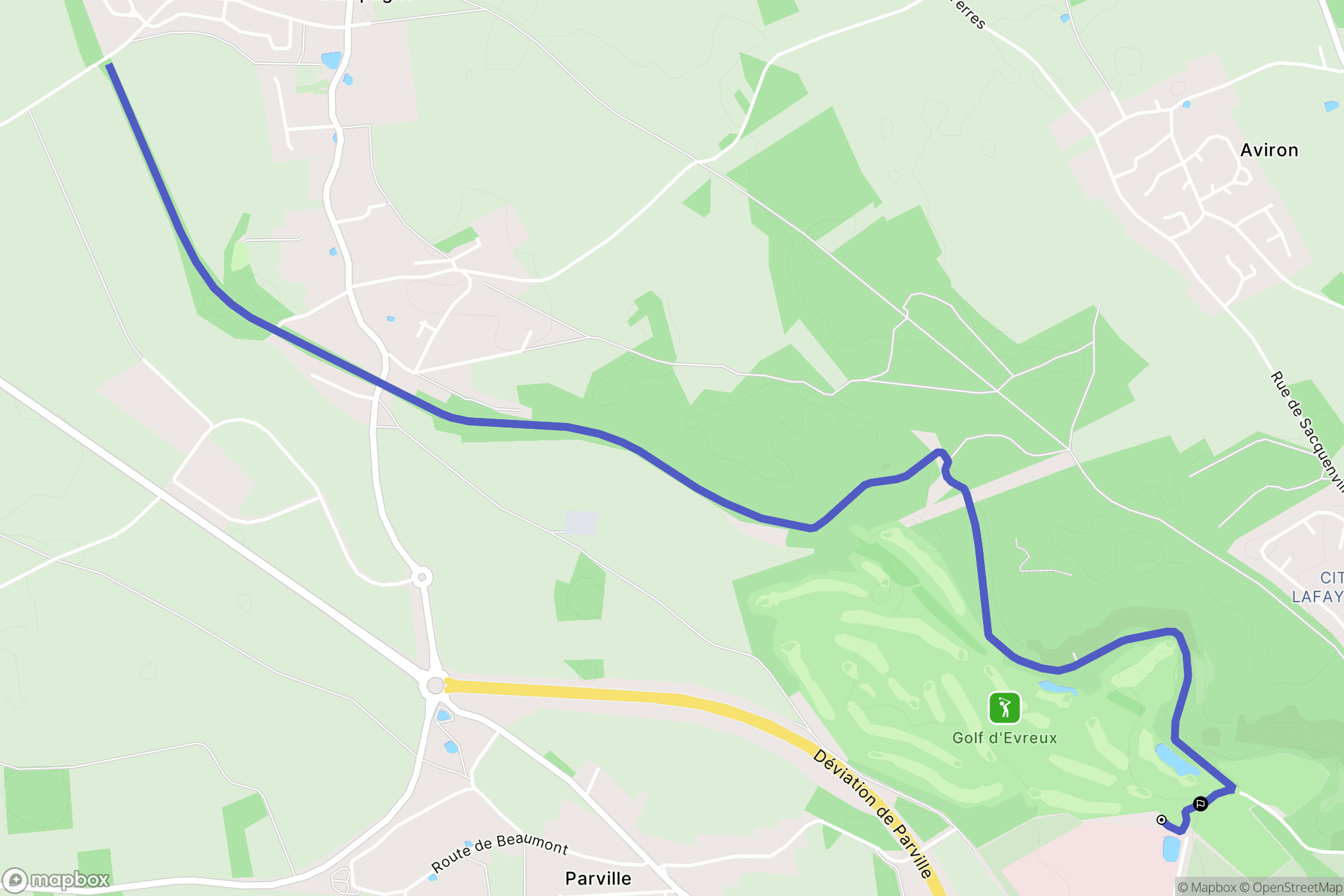 Évreux : carte du parcours de randonnée - France