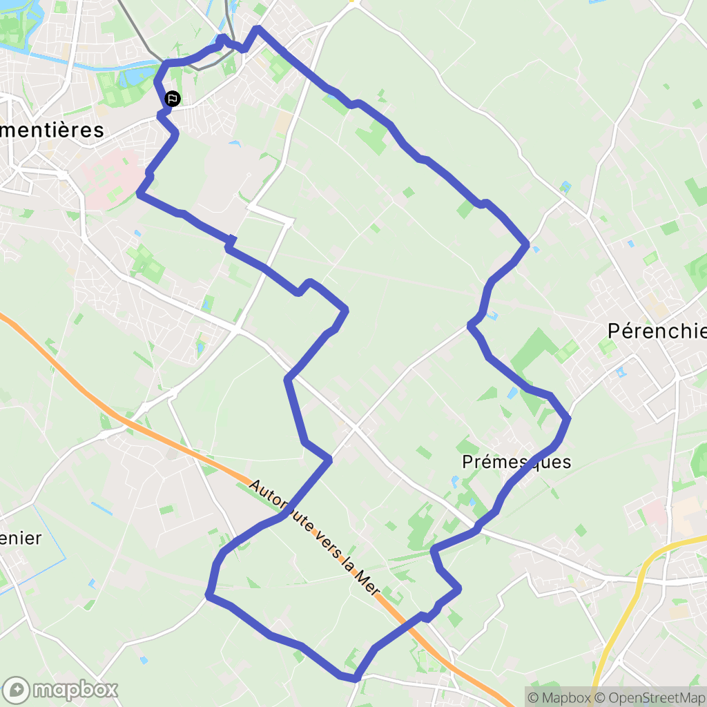 Houplines : carte du parcours de randonnée - France