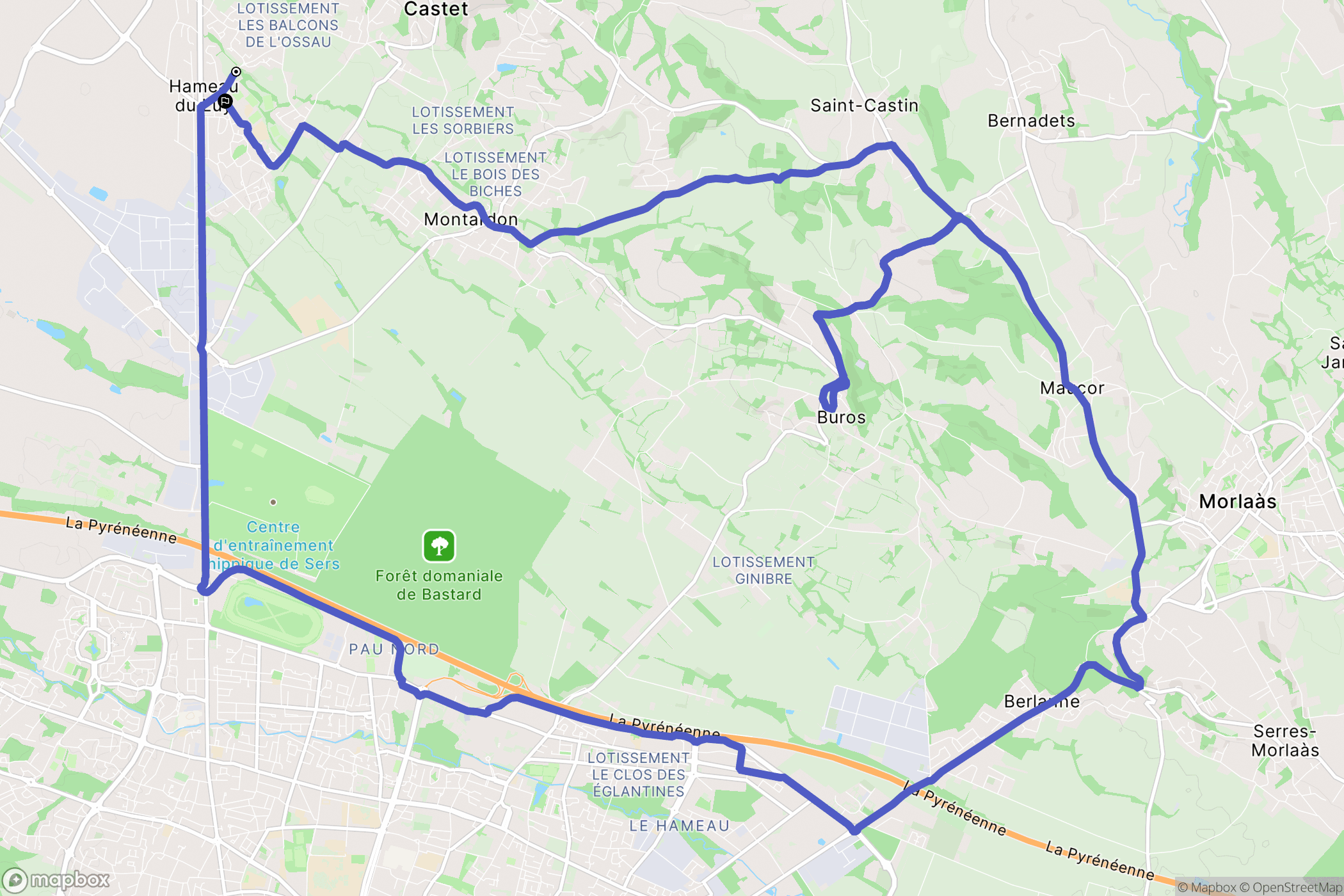 Serres-Castet : carte du parcours de randonnée - France