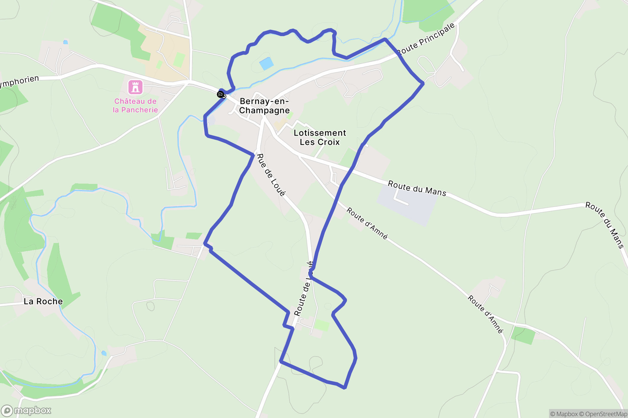 Bernay-Neuvy-en-Champagne : carte du parcours de randonnée - France