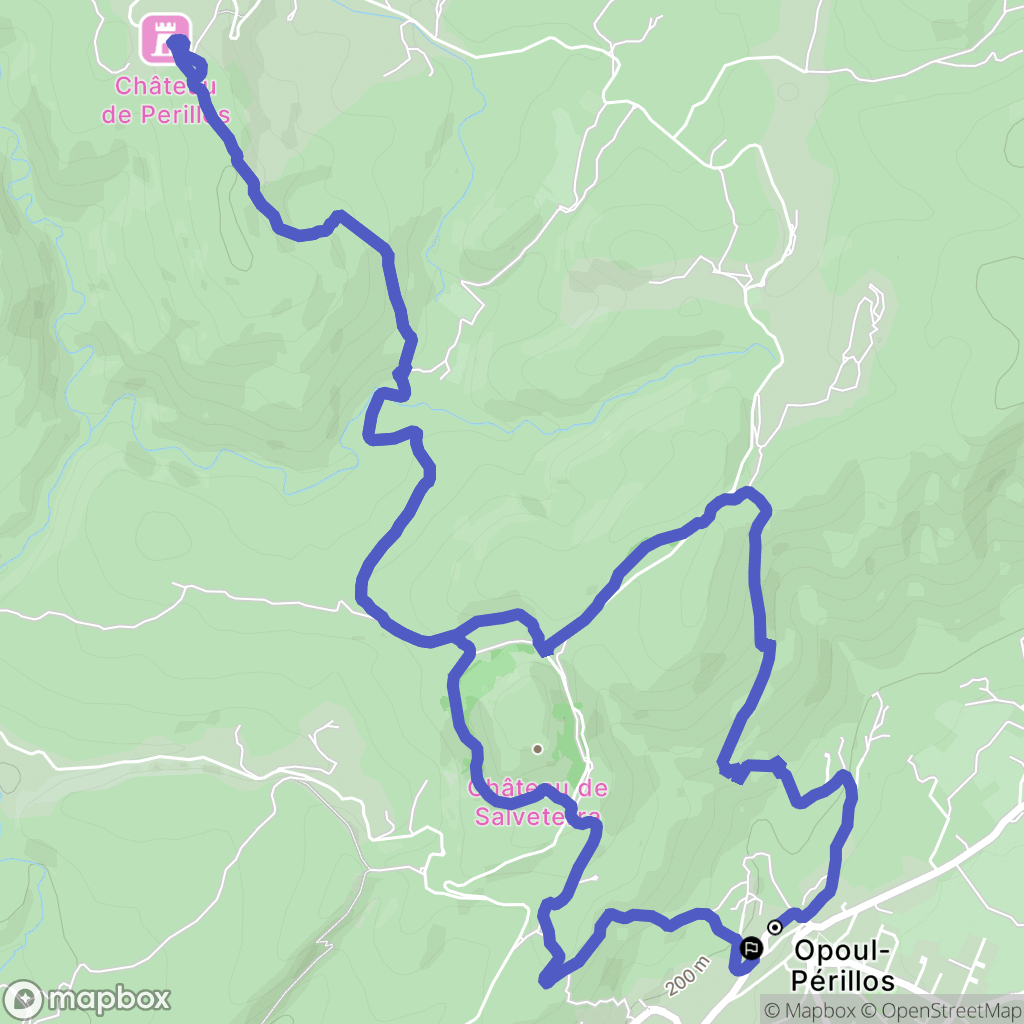 Opoul-Périllos : carte du parcours de randonnée - France