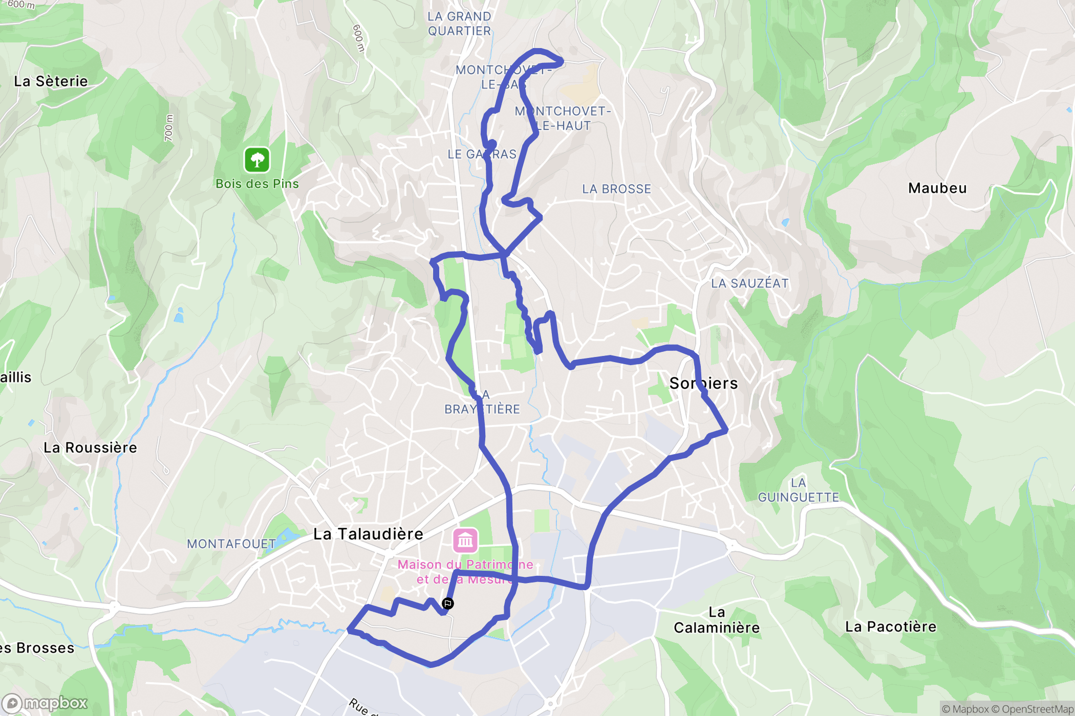 La Talaudière : carte du parcours de randonnée - France