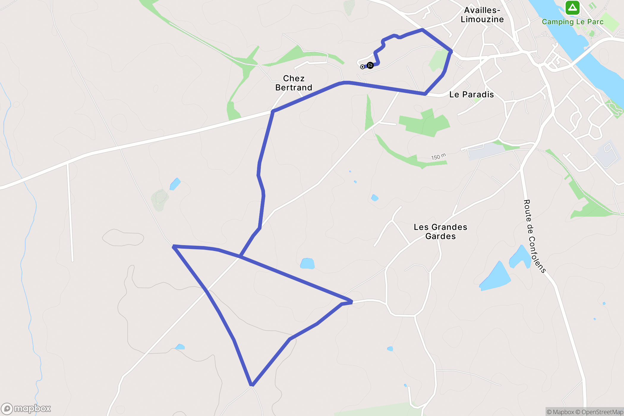 Availles-Limouzine : carte du parcours de randonnée - France
