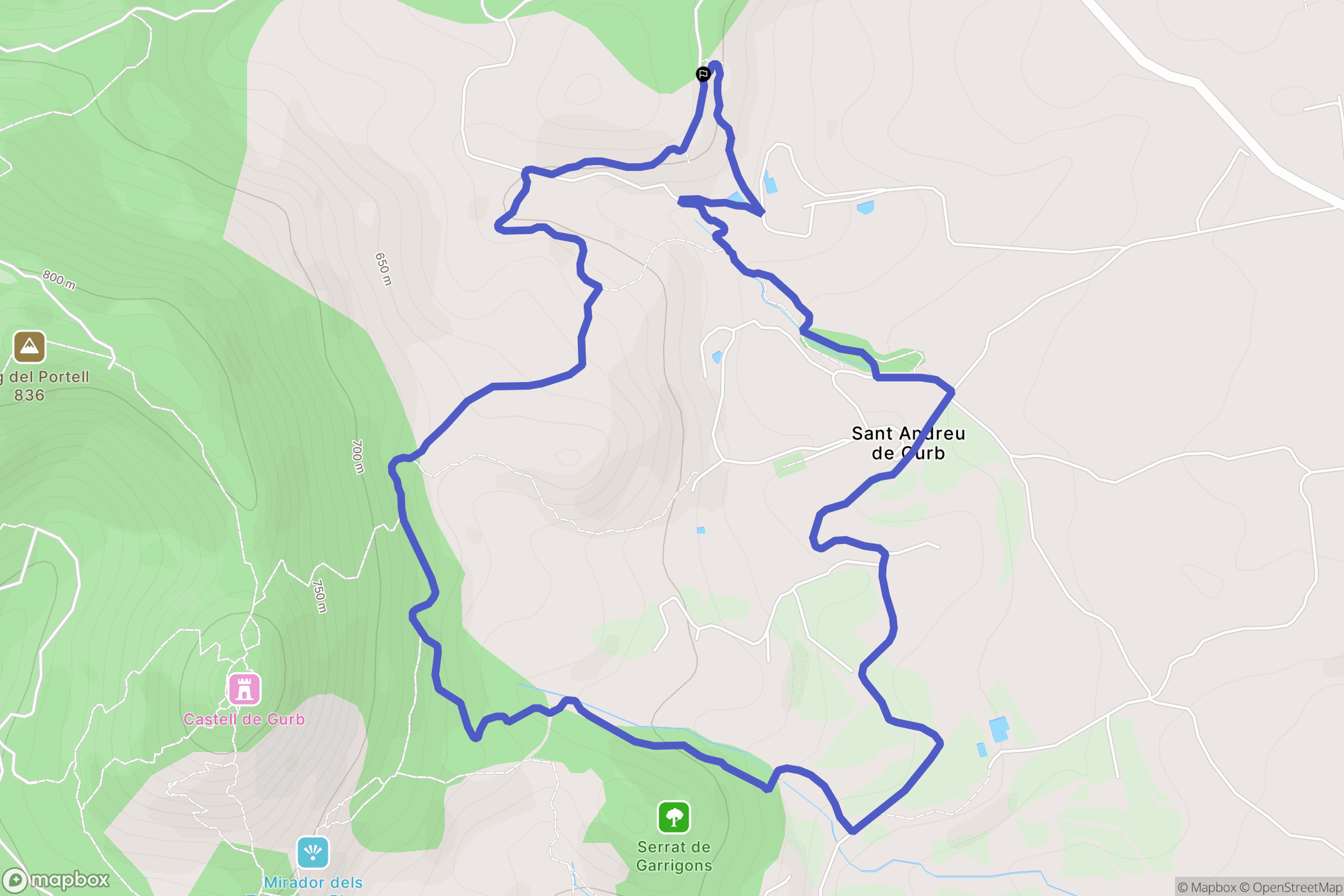 Gurb : carte du parcours de randonnée - Spain