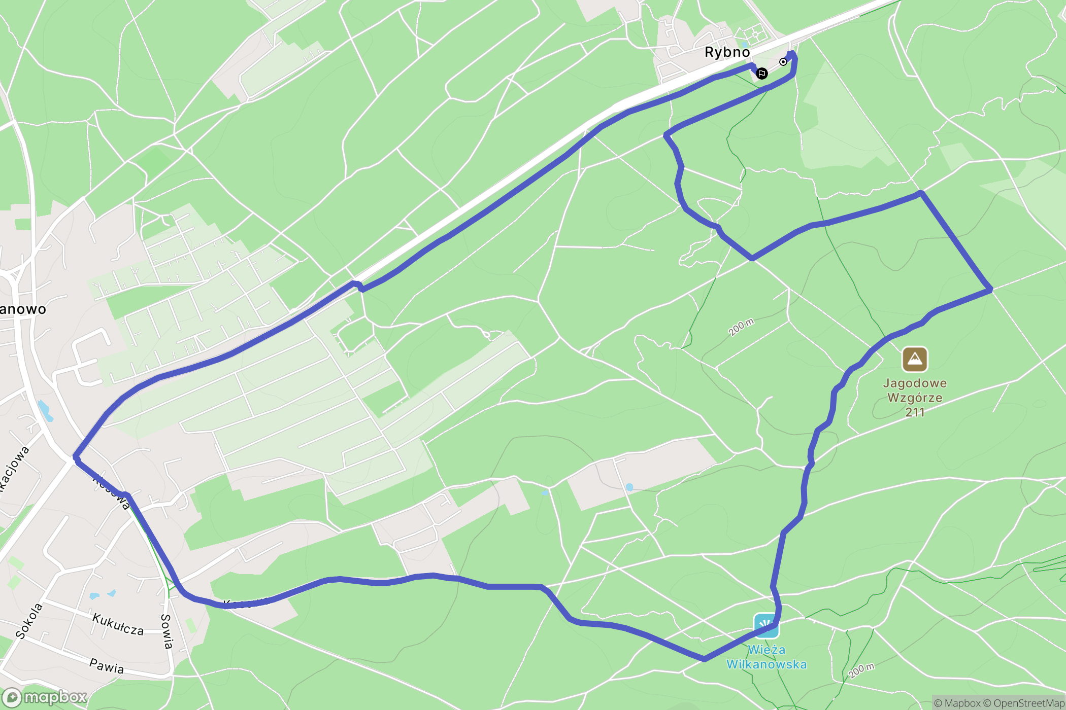 Zielona Góra: mapa trasy - Poland