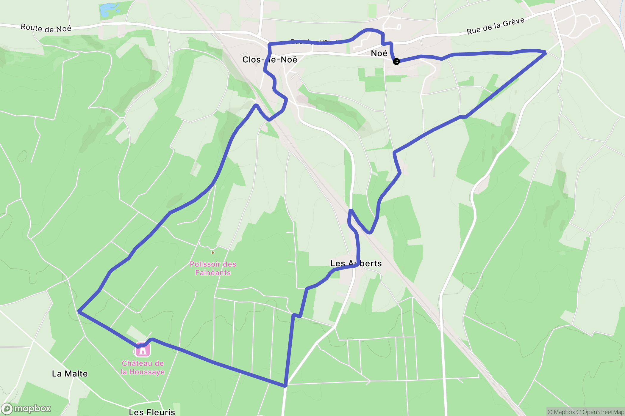 Noé : carte du parcours de randonnée - France