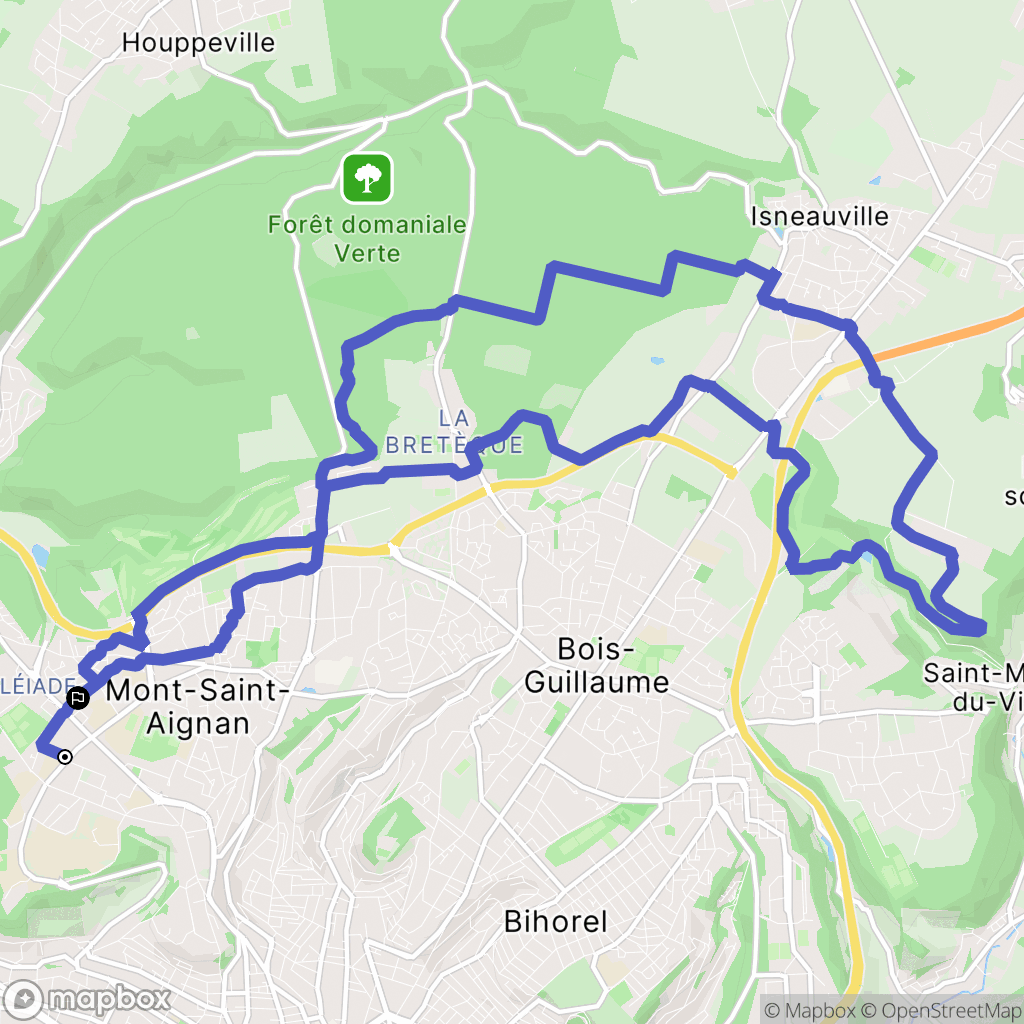 Mont-Saint-Aignan : carte du parcours de randonnée - France