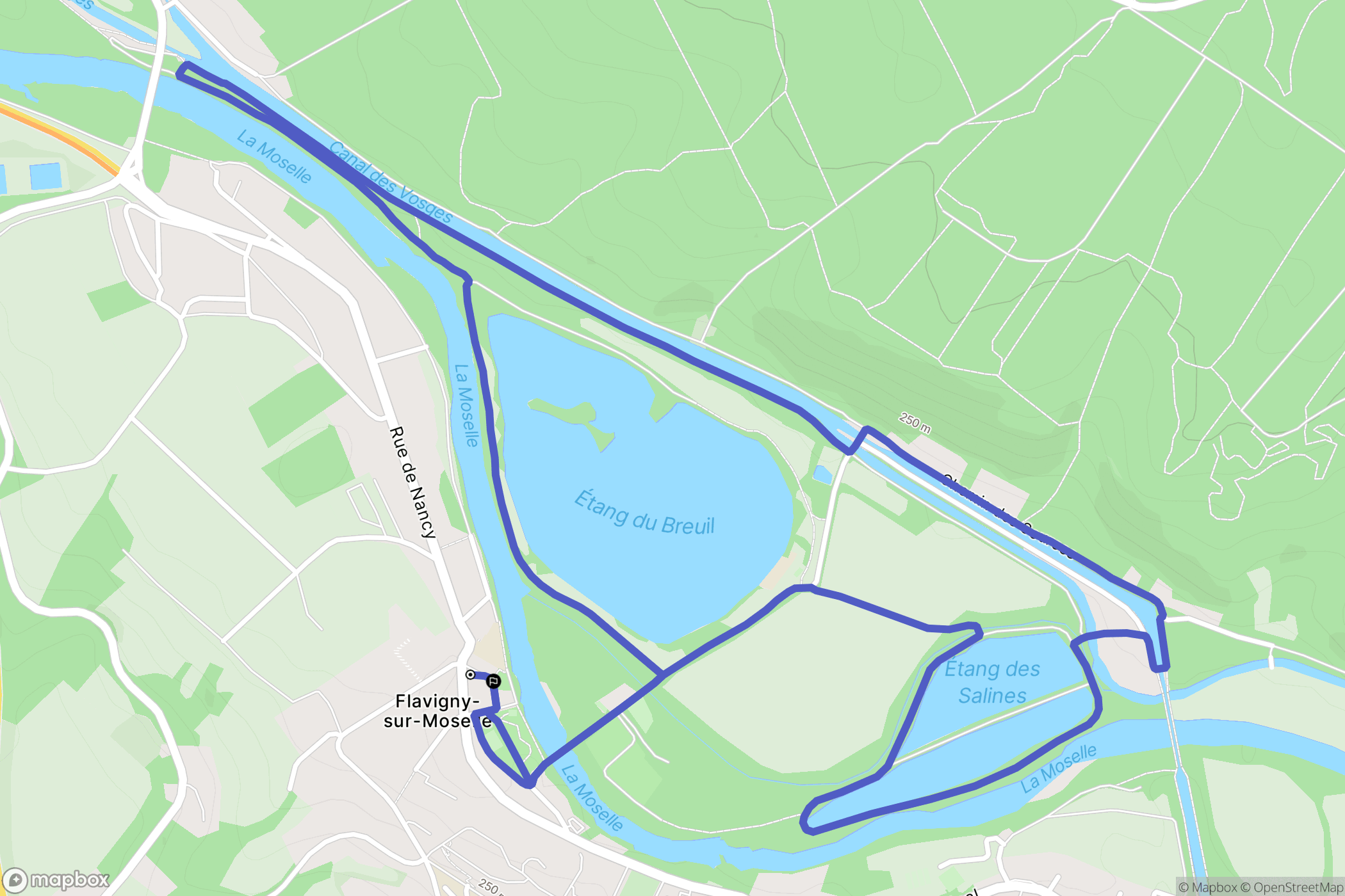 Flavigny-sur-Moselle : carte du parcours de randonnée - France