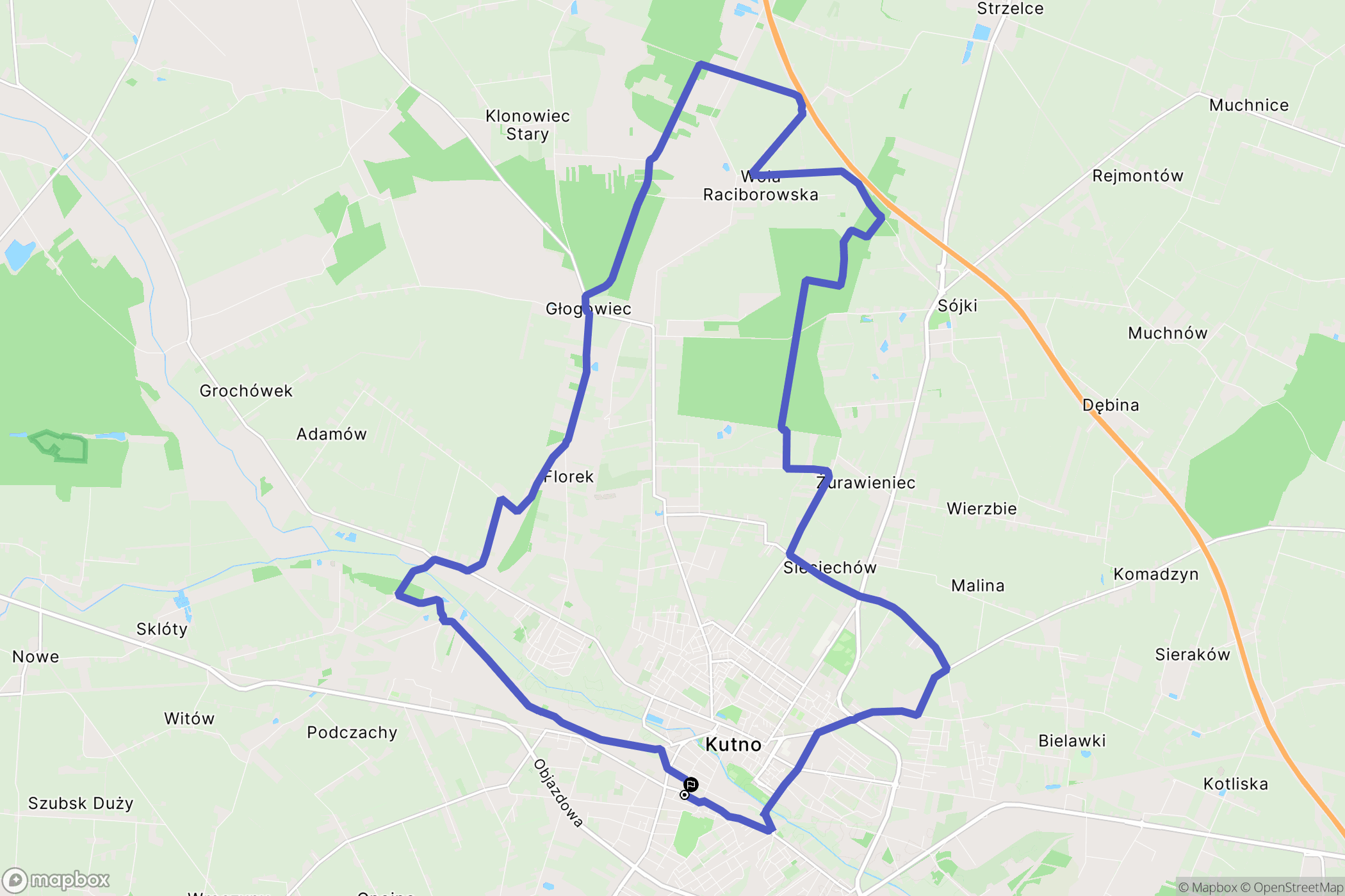 Kutno: mapa trasy - Poland