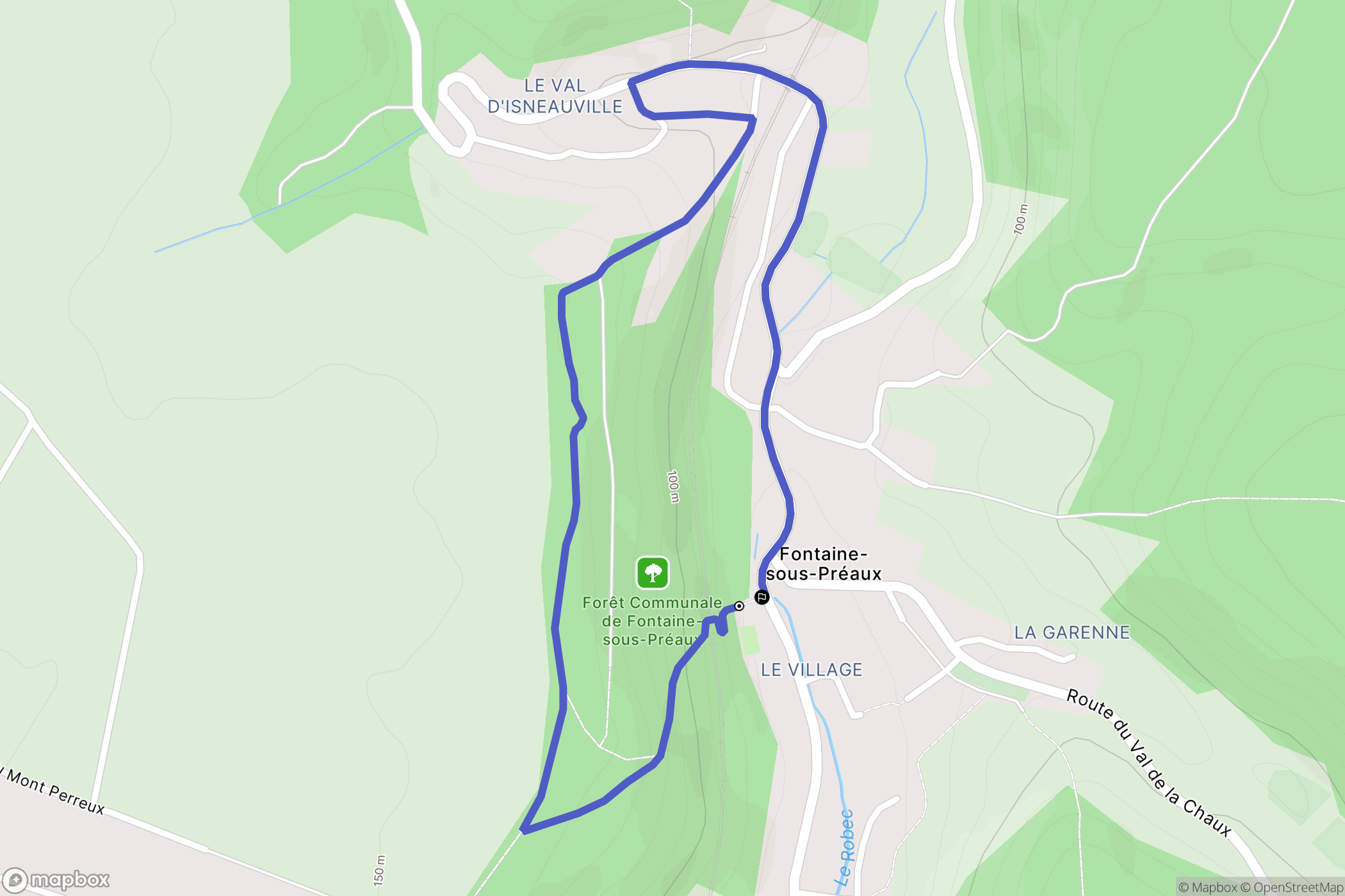 Fontaine-sous-Préaux : carte du parcours de randonnée - France