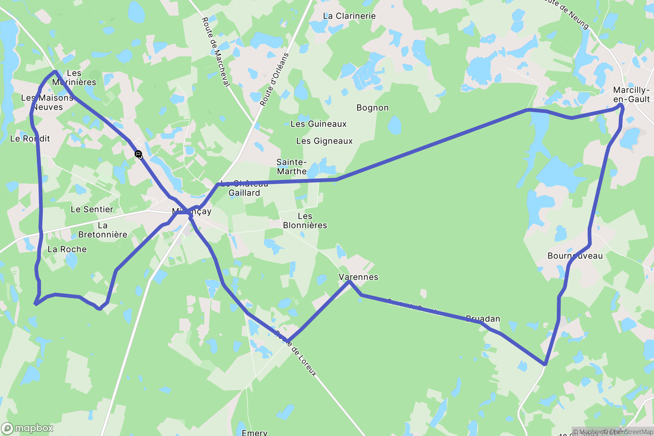 Millançay : carte du parcours de randonnée - France