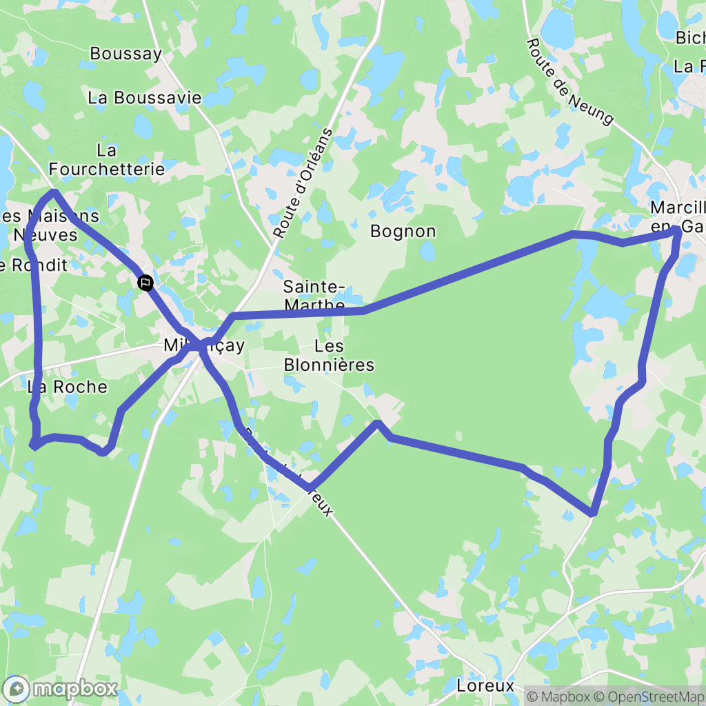 Millançay : carte du parcours de randonnée - France