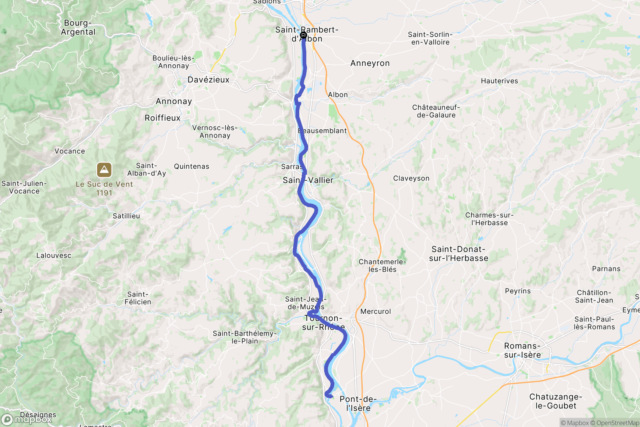 Saint-Rambert-d'Albon : carte du parcours de randonnée - France