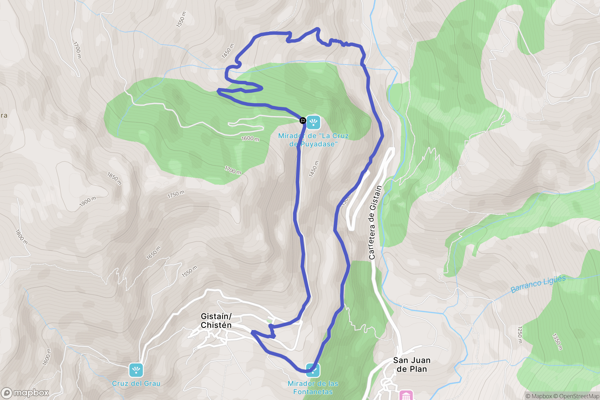 Gistaín : carte du parcours de randonnée - Spain