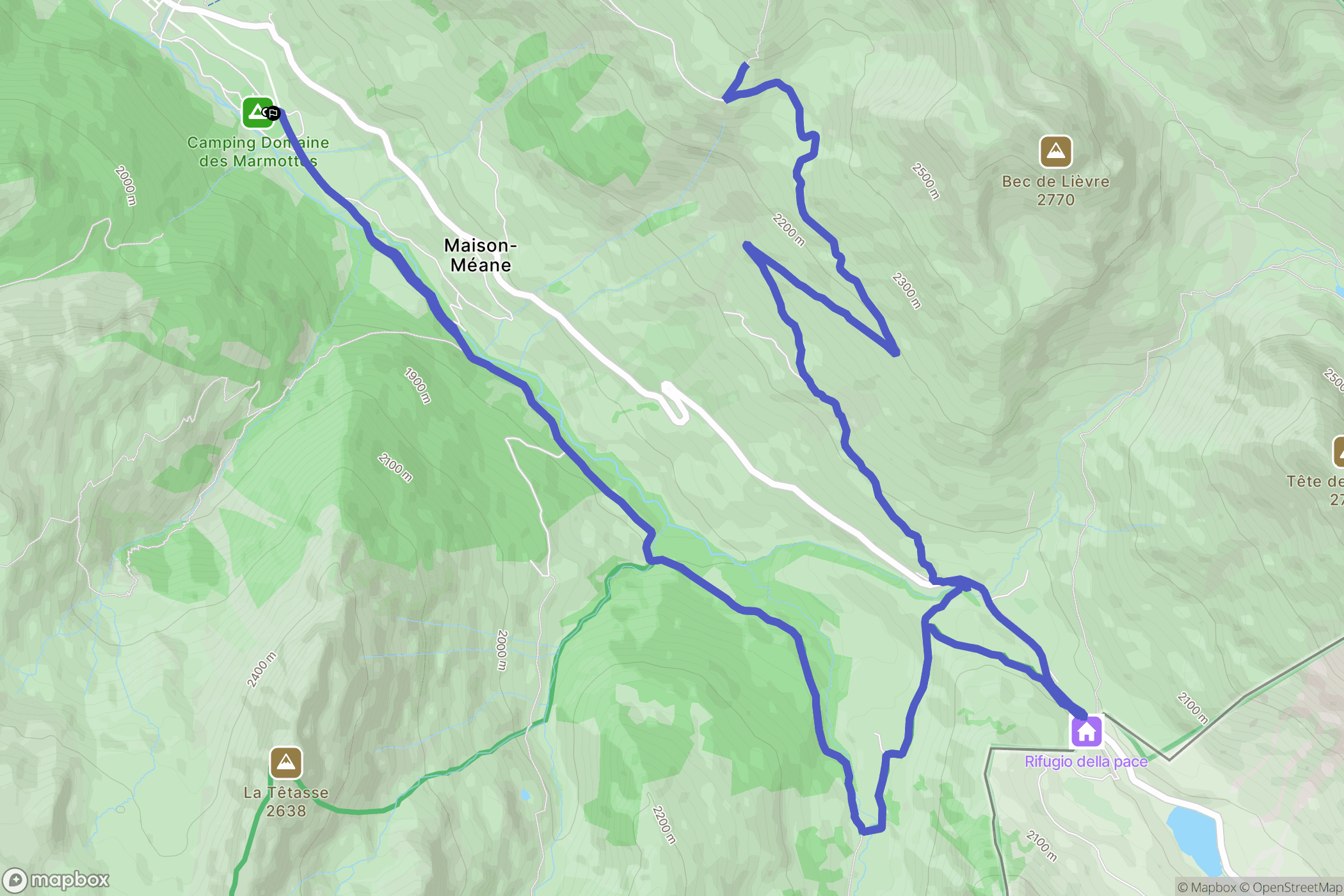 Val d'Oronaye : carte du parcours de randonnée - France