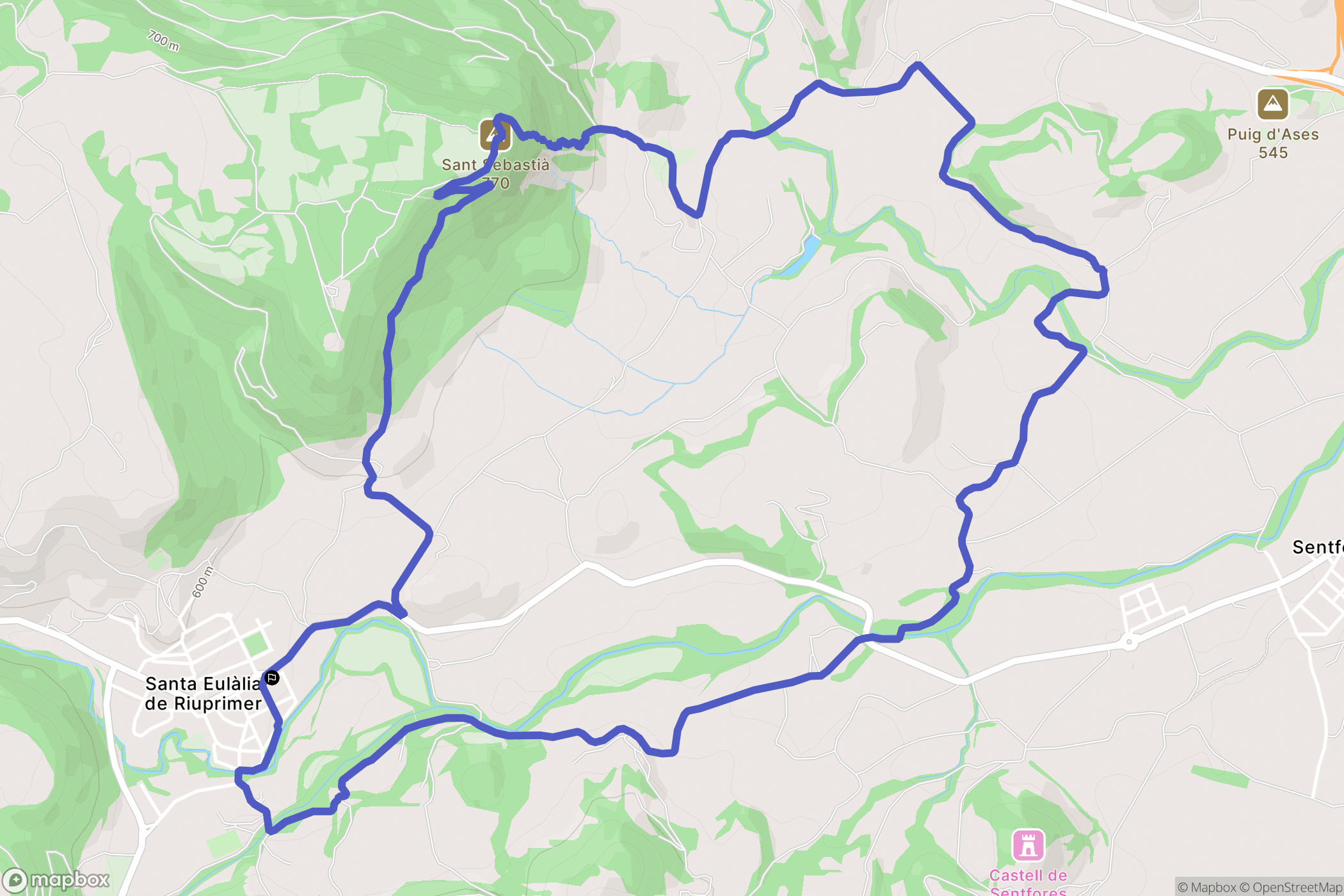 Santa Eulàlia de Riuprimer : carte du parcours de randonnée - Spain