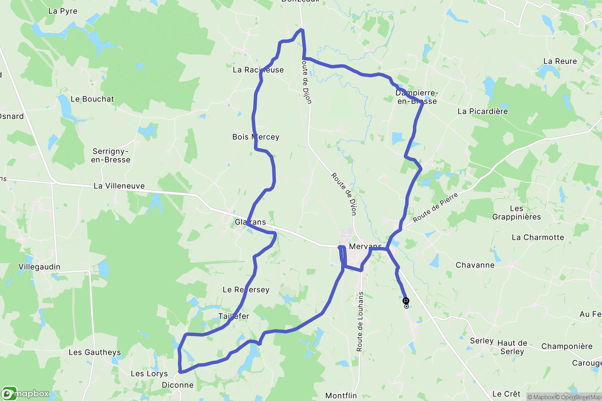 Mervans : carte du parcours de randonnée - France