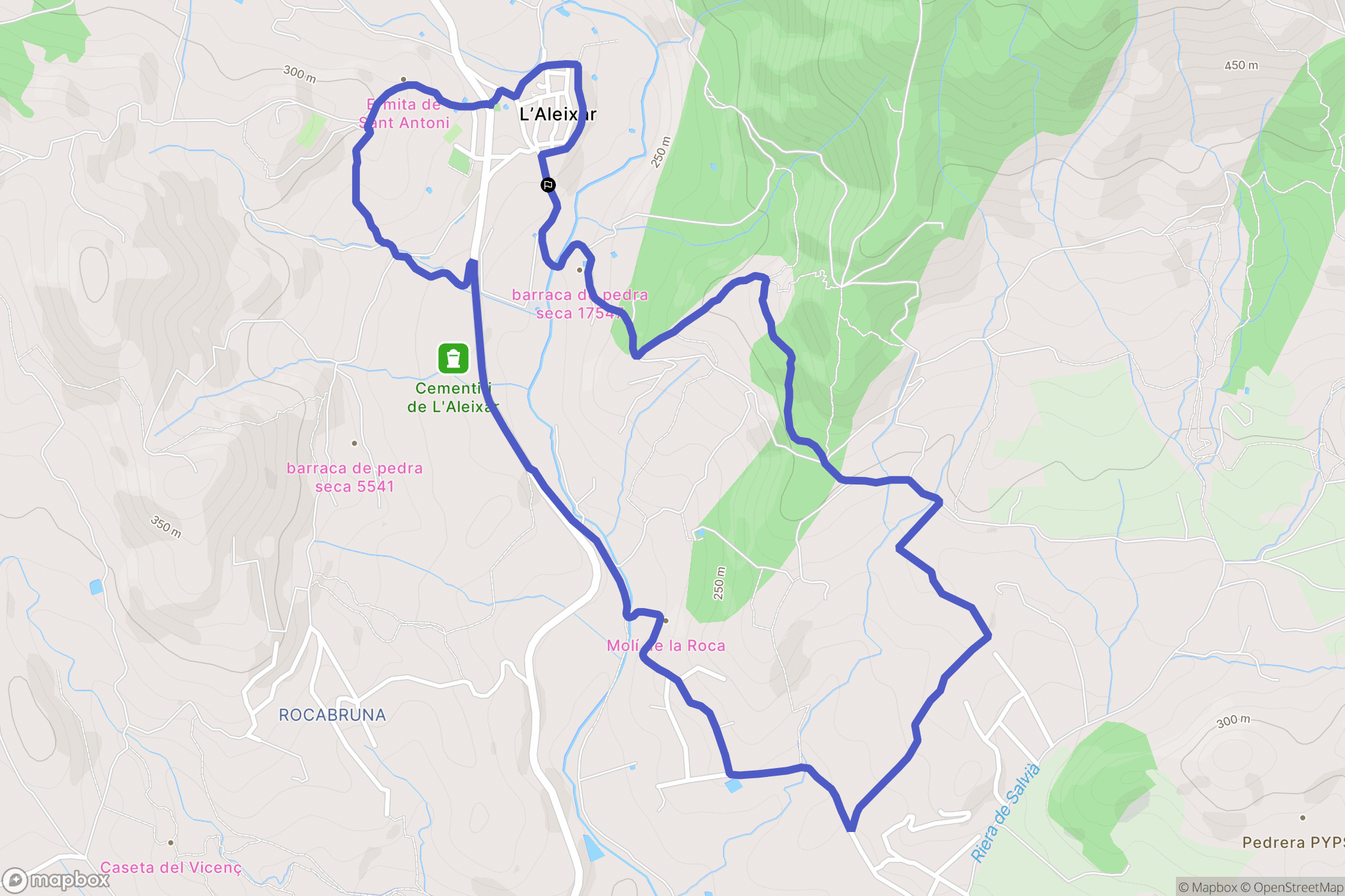 L'Aleixar : carte du parcours de randonnée - Spain