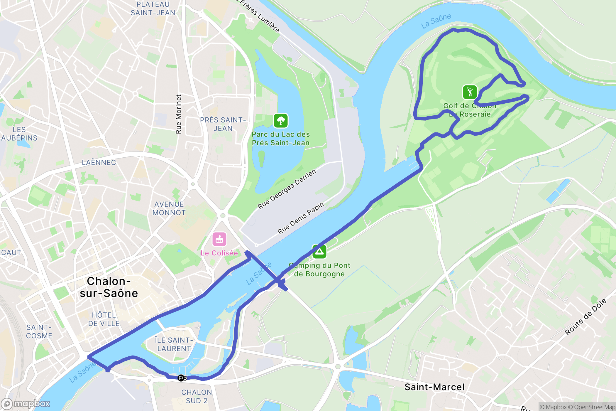 Chalon-sur-Saône : carte du parcours de randonnée - France